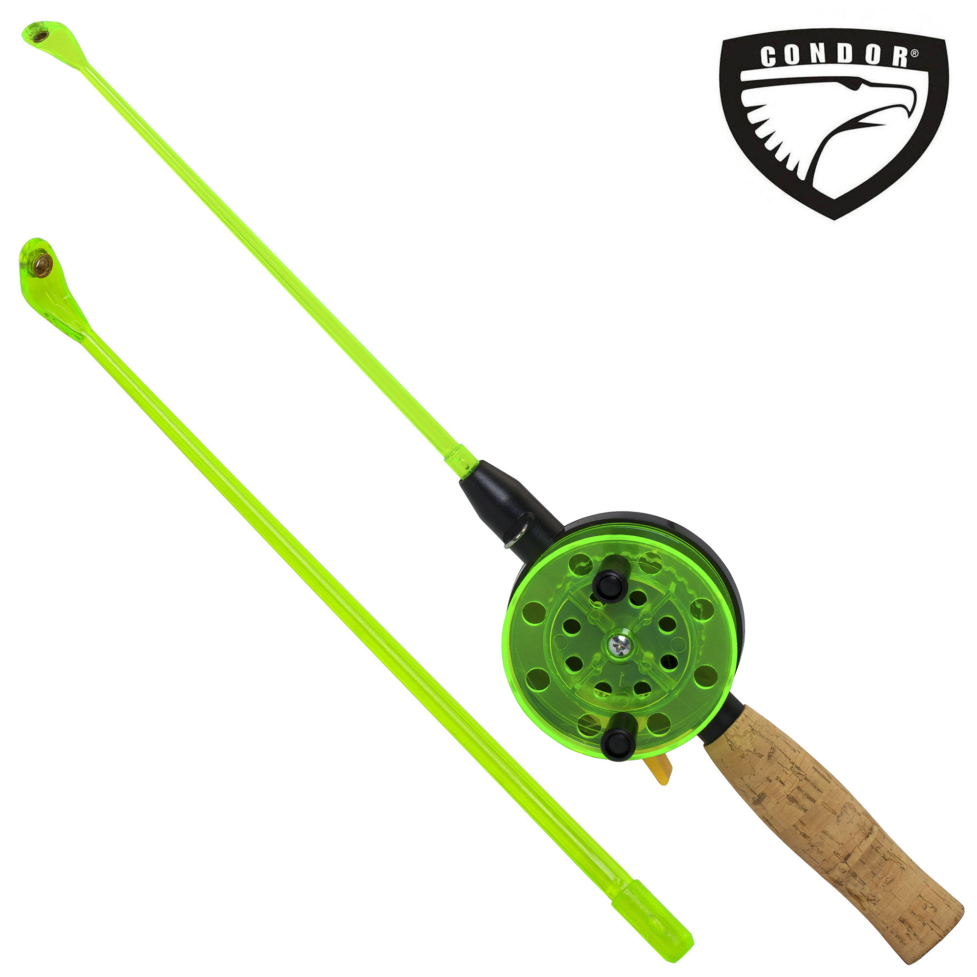 Удочка зимняя "CONDOR"  YL-103A, большая катушка, пробковая ручка, толстый шестик