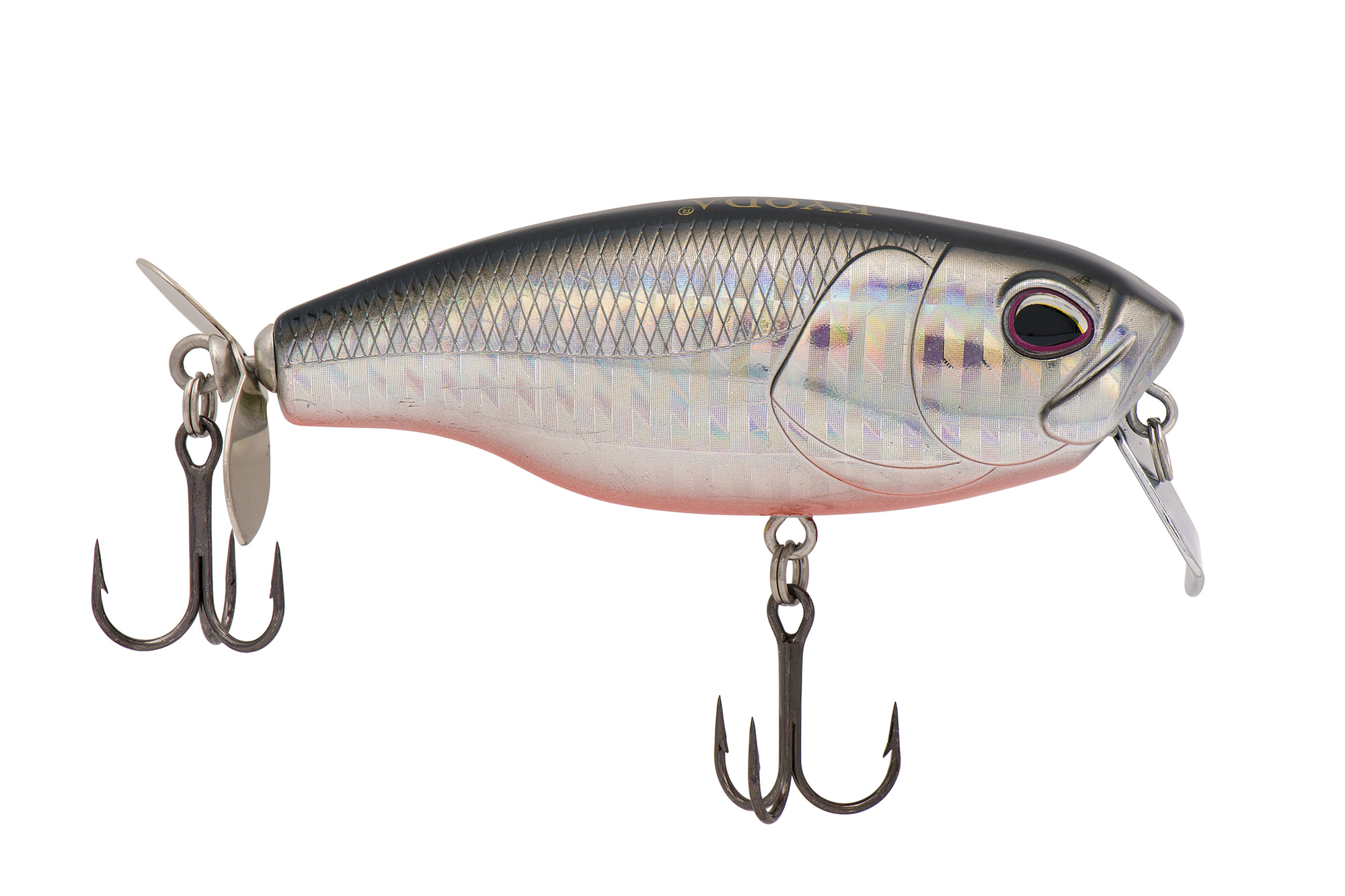 Воблер KYODA Hunter Crank-70F, длина 7,0 см, вес 14,4 гр, цвет P298, пропеллер, заглубление 0,2-0,5м