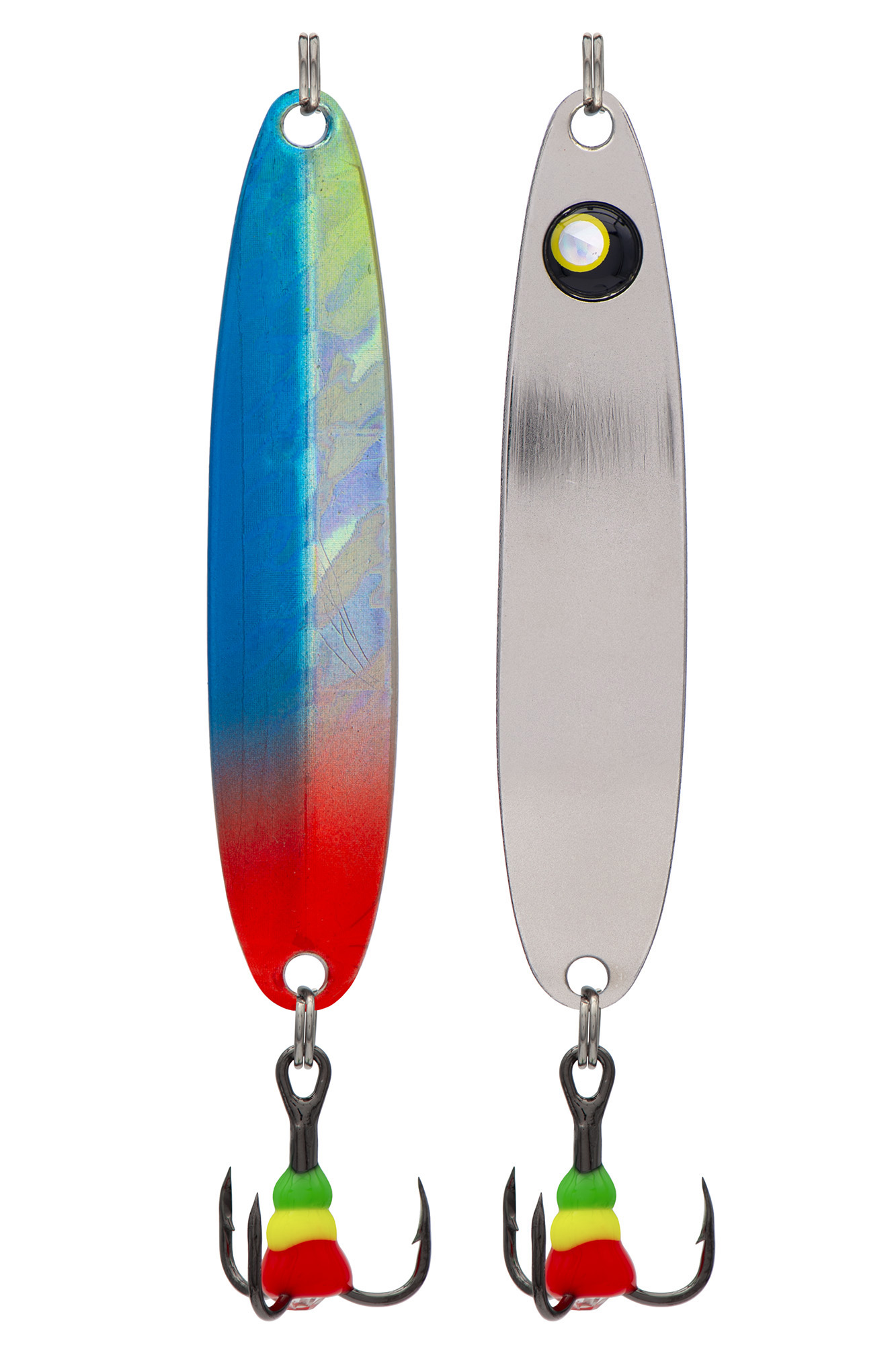 Блесна зимняя 5813, вес 10,0 гр, длина 60 мм, цвет серебро с глазом/ колотый лед 165#