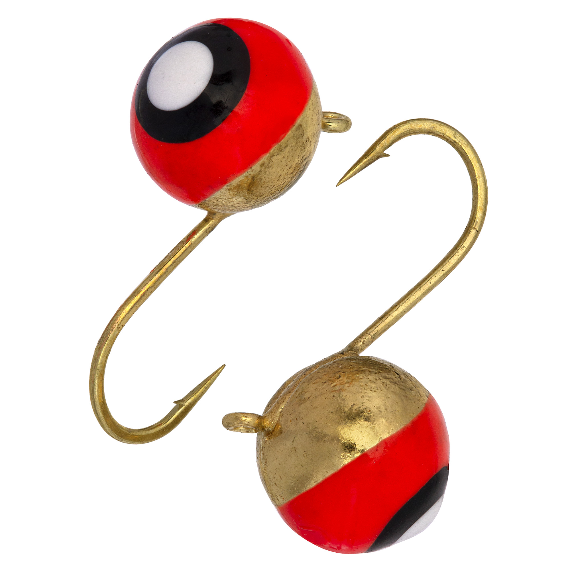 Дробинка с ушком d 5,0 мм, вес 1,5 гр, золото с красно-черно-белым глазком /10 шт/