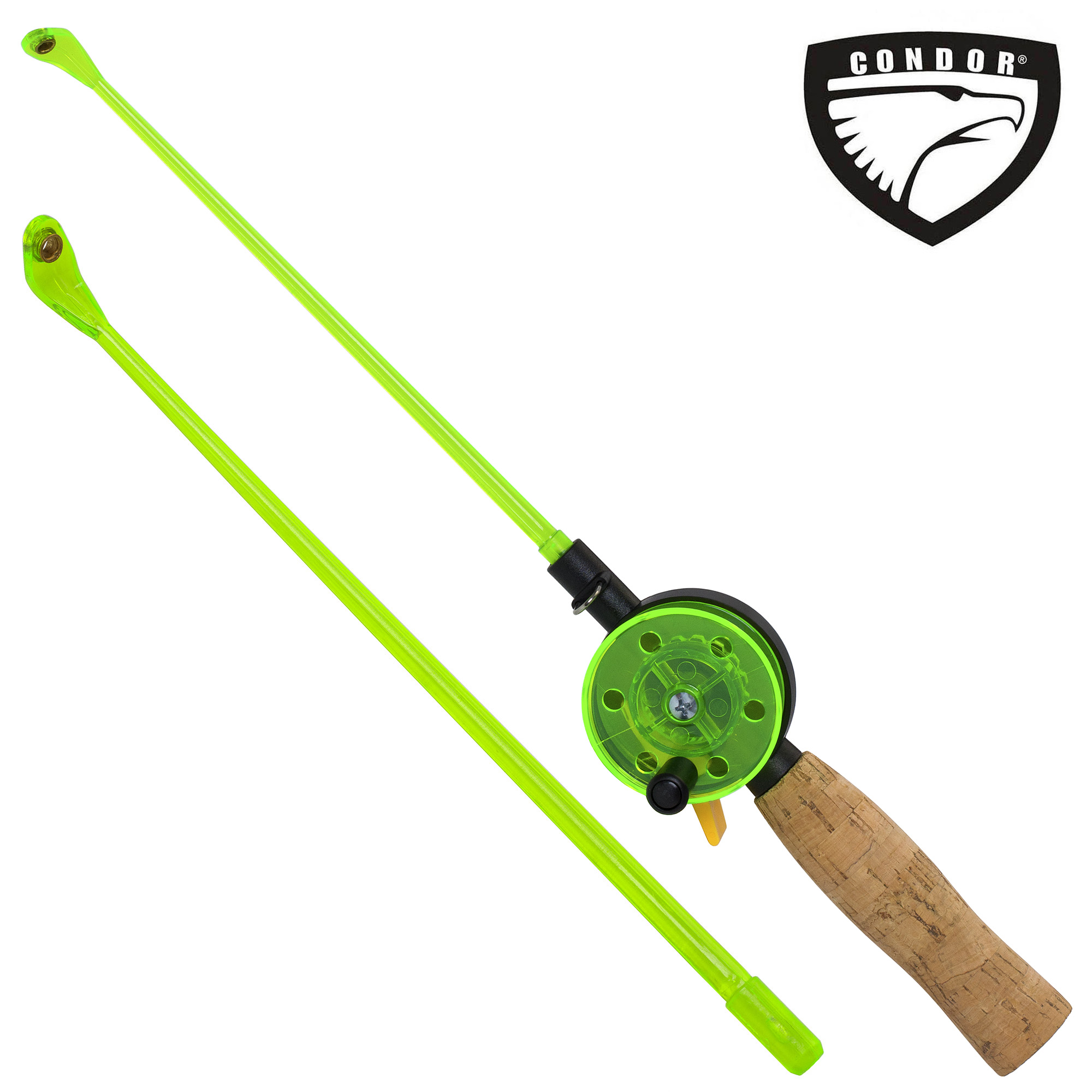 Удочка зимняя "CONDOR"  YL-101A, малая катушка, пробковая ручка, толстый шестик