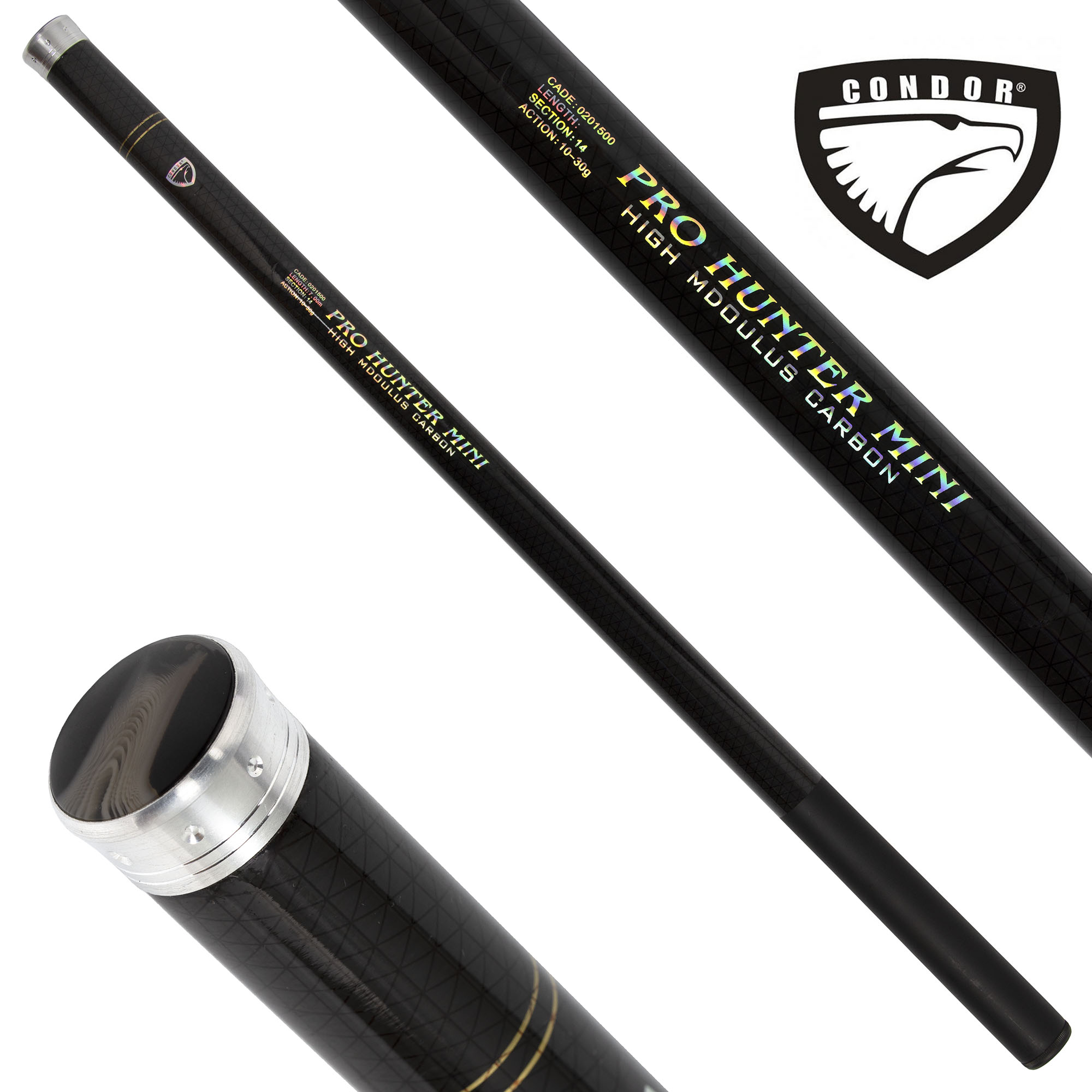 Удилище Condor Pro Hunter mini без колец , длина 6 м, тест 10-30 гр, carbon