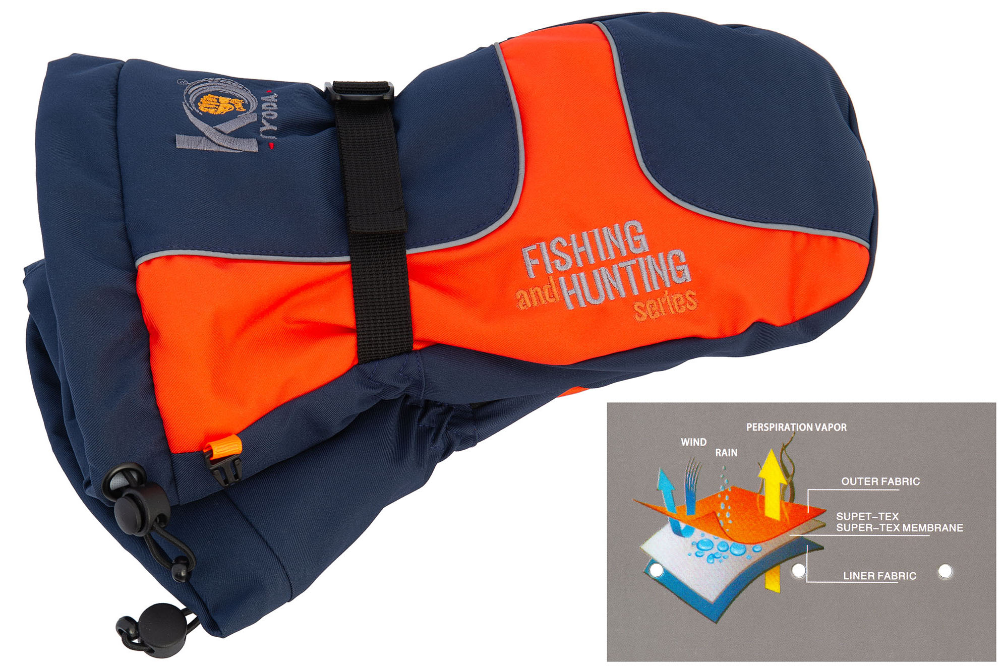 Рукавицы KYODA, мод. K-166, фольга изнутри, цвет тёмно-синий/оранж, размер XL Рукавицы KYODA, мод. K-166, фольга изнутри, цвет тёмно-синий/оранж, размер XL