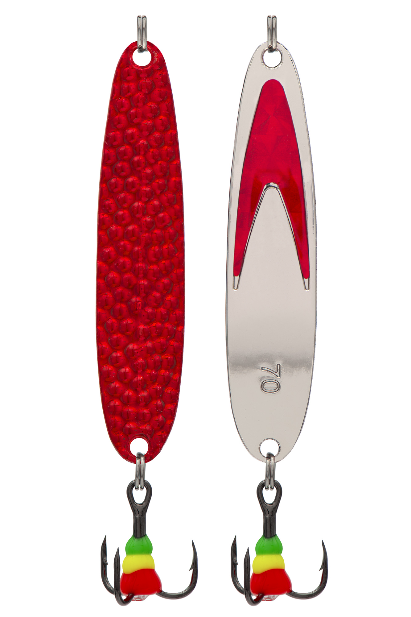 Блесна зимняя 5813, вес 7,0 гр, длина 50 мм, цвет серебро красный галстук/прыщ красный RR 