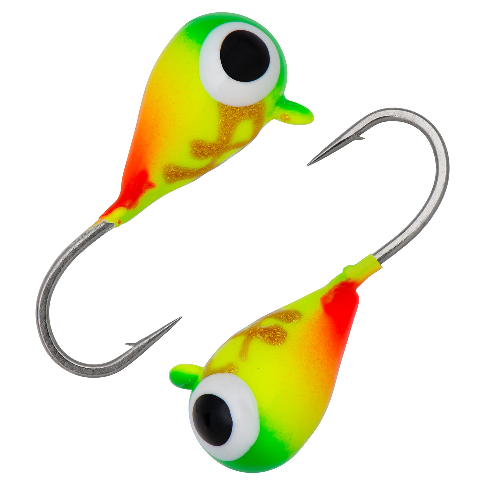 Капля с ушком d 4,0 мм, вес 1,04 гр, цвет зелено-лимон.-красный с золотыми полосками /10 шт/