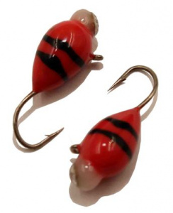 Капля с ушком d 5,0 мм, вес 1,8 гр, обмазка с камнем красная-винт /10 шт/