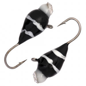 Капля с ушком d 5,0 мм, вес 1,8 гр, обмазка с камнем черная-винт /10 шт/