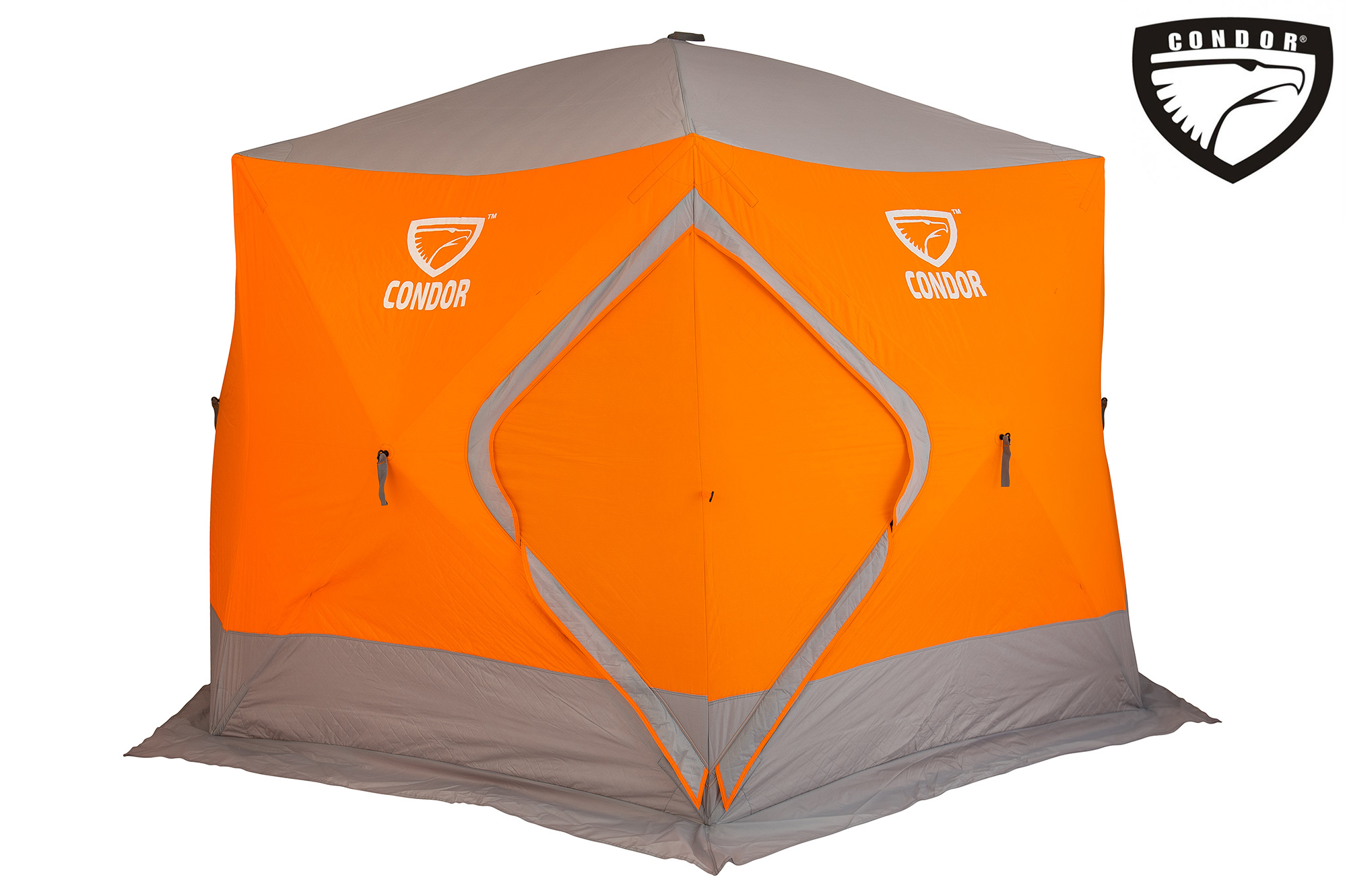 Палатка Куб "CONDOR" зимняя утепленная, 6 сторон, размер 3,6 х 3,2 х 2,2  оранжевый