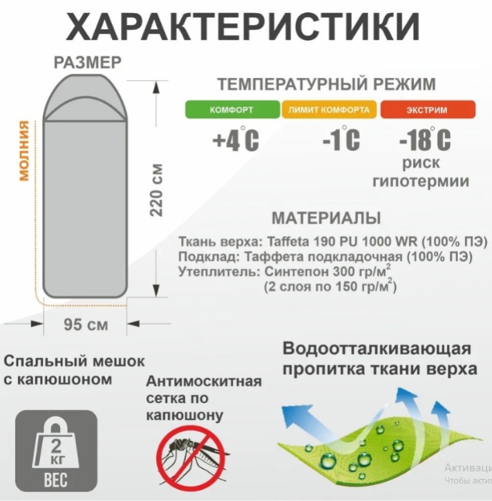 Спальник"Кобра" 95 см Спальник"Кобра" 95 см