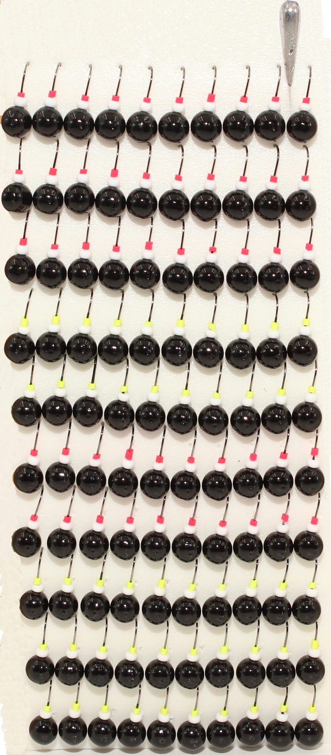 Мормышка литая с бисером (черная) "Шар ф6", 50 шт/упак
