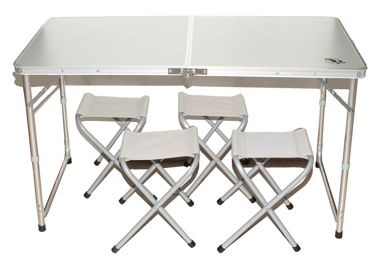 Стол складной "Condor" + 4 табурета  (каркас, ножки-алюм. столешница фибролит), р-р 120х60х70 см
