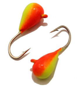 Капля с ушком d 4,0 мм, вес 1.1 гр, окраска ярко-красная-желтый /10 шт/