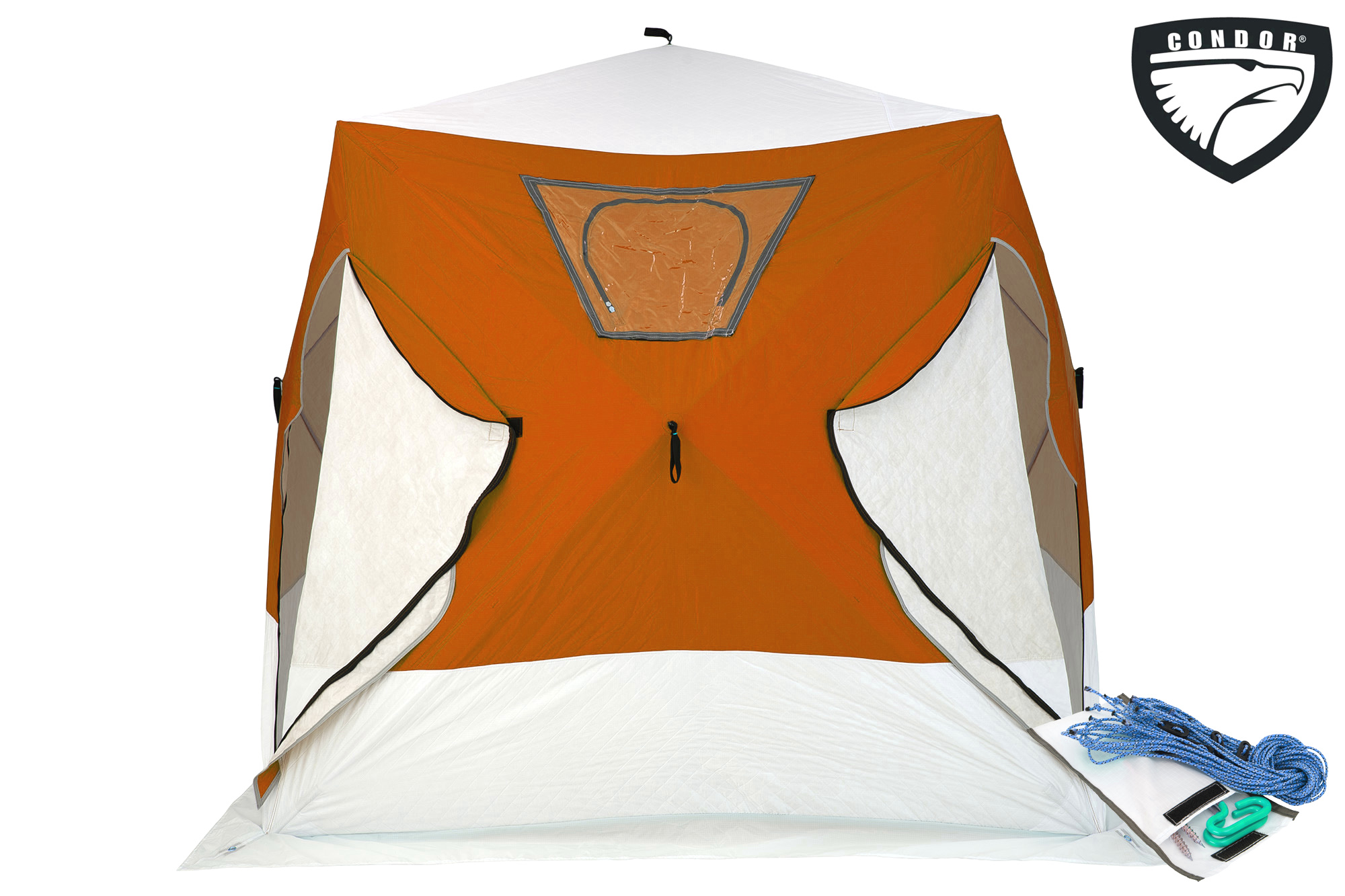 Палатка Куб "CONDOR" зимняя утепленная 2,2 х 2,2 х 2,15  оранжевый/белый