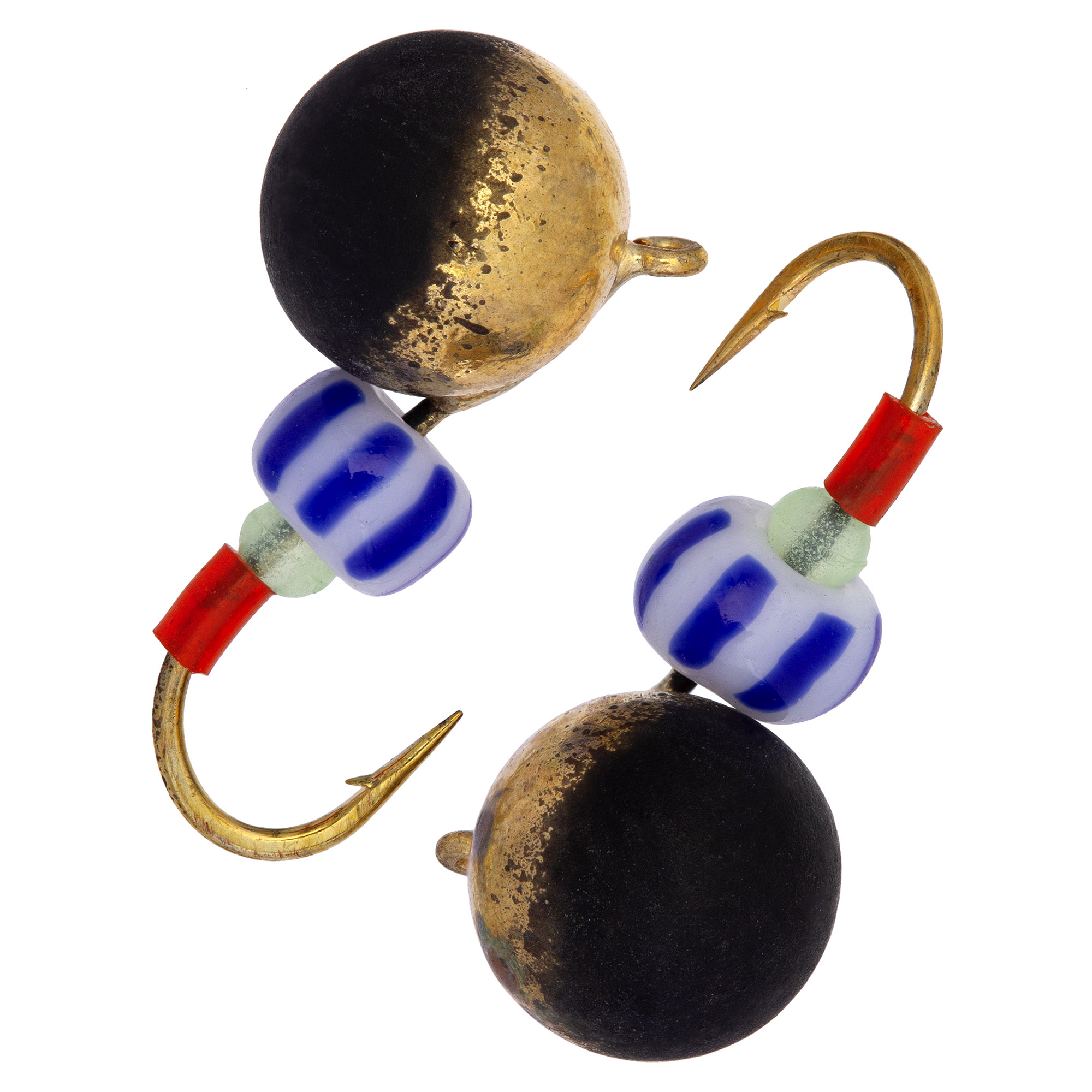 Дробинка с ушком d 7,0 мм, вес 3,2 гр, безмотылка золото черная с бисером /10 шт/