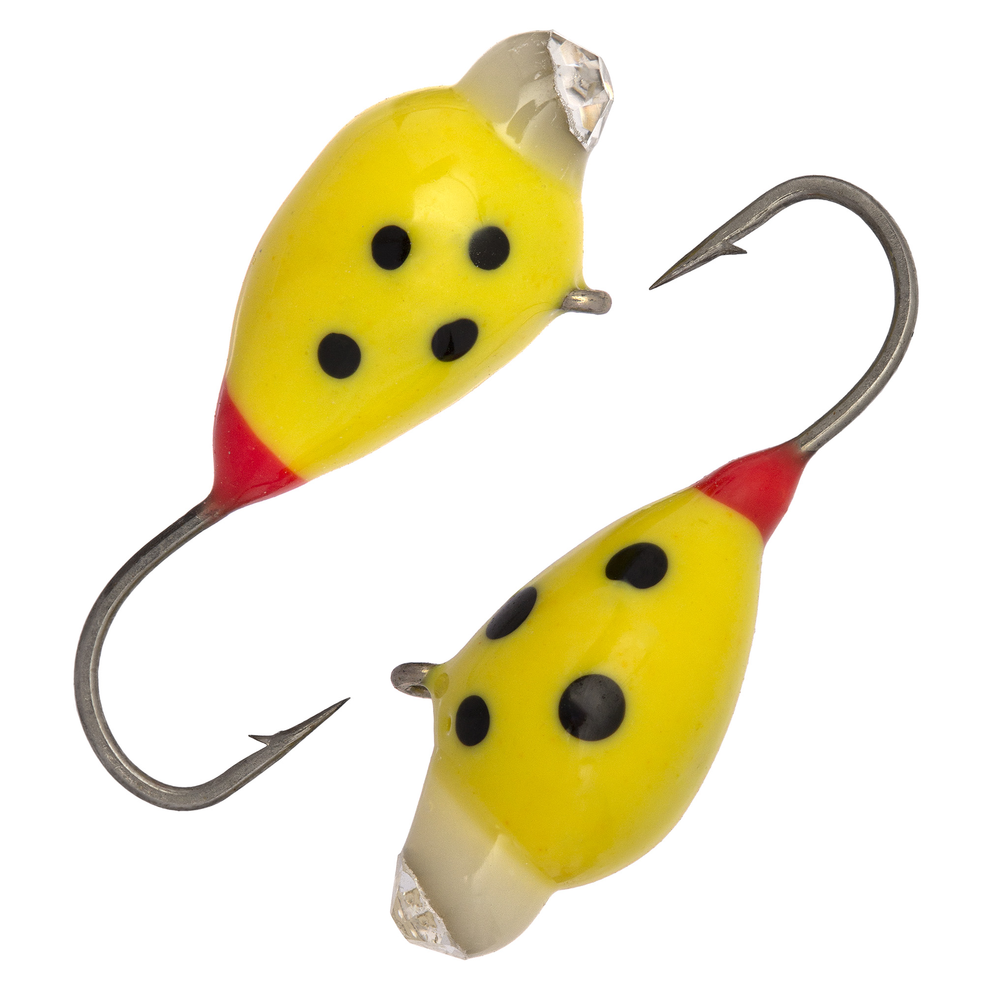 Капля с ушком d 3,0 мм, вес 0,5 гр, обмазка с камнем желтая с точками /10 шт/