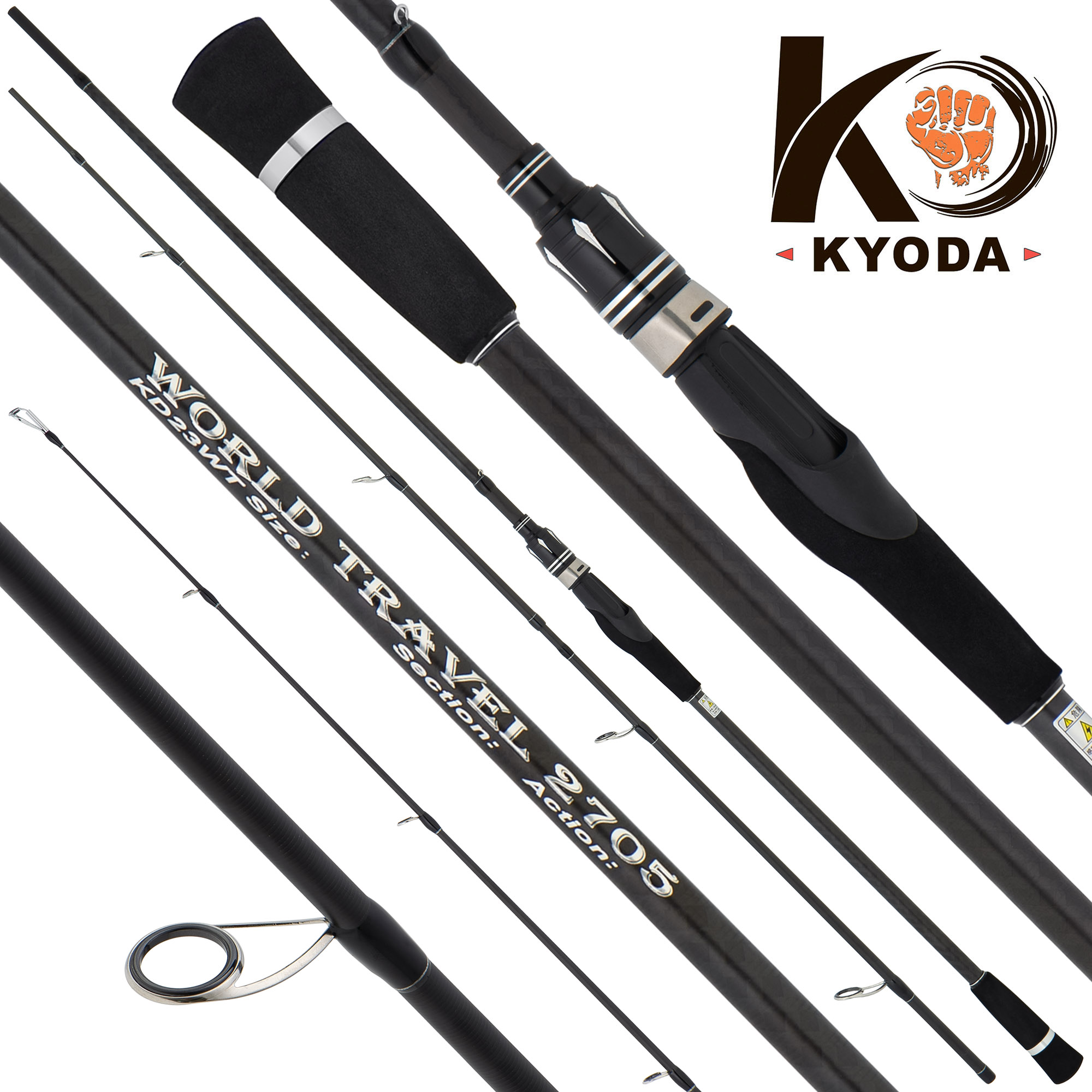Спиннинг KYODA WORLD TRAVEL, штекер 5 секций, длина 2,40 м, тест 7-35 гр, carbon T-30