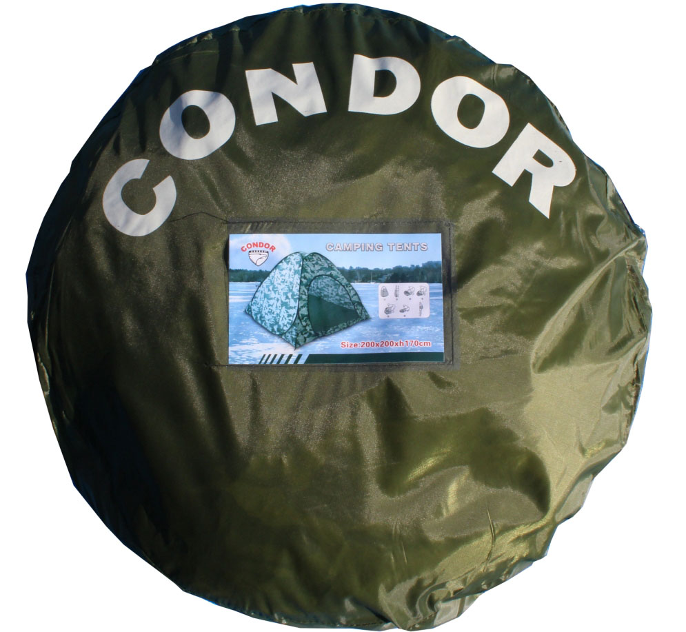 Палатка CONDOR, автомат, зимняя 1.70 Х 1.70 X 1,5 м, КМФ бел, утепл, пол расстёгивается, трехслойная Палатка CONDOR, автомат, зимняя 1.70 Х 1.70 X 1,5 м, КМФ бел, утепл, пол расстёгивается, трехслойная