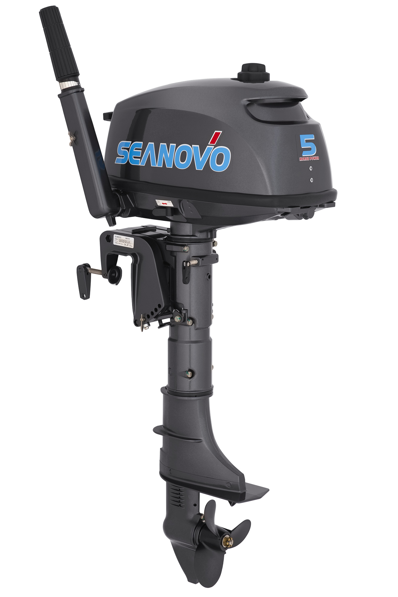 Двигатель лодочный "SEANOVO", двухтактный, мощность 5,0 л.с., короткая нога, SN5FHS, вес 20 кг Двигатель лодочный "SEANOVO", двухтактный, мощность 5,0 л.с., короткая нога, SN5FHS, вес 20 кг