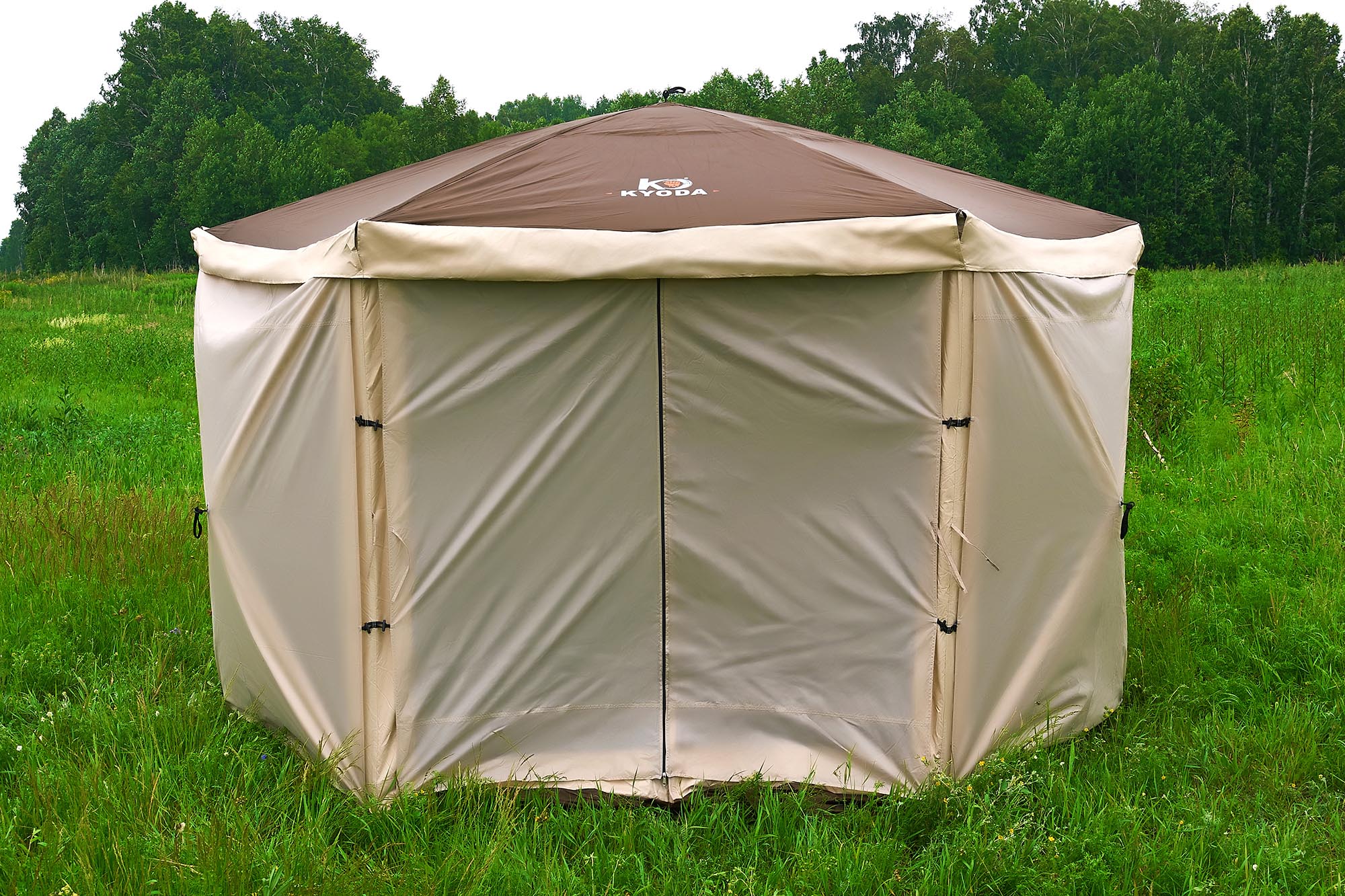 Шатер туристический KYODA 6 сторон, р.342*342*226см, плотн190Т, 210D, столб воды 3000мм, вес 12,5 кг Шатер туристический KYODA 6 сторон, р.342*342*226см, плотн190Т, 210D, столб воды 3000мм, вес 12,5 кг
