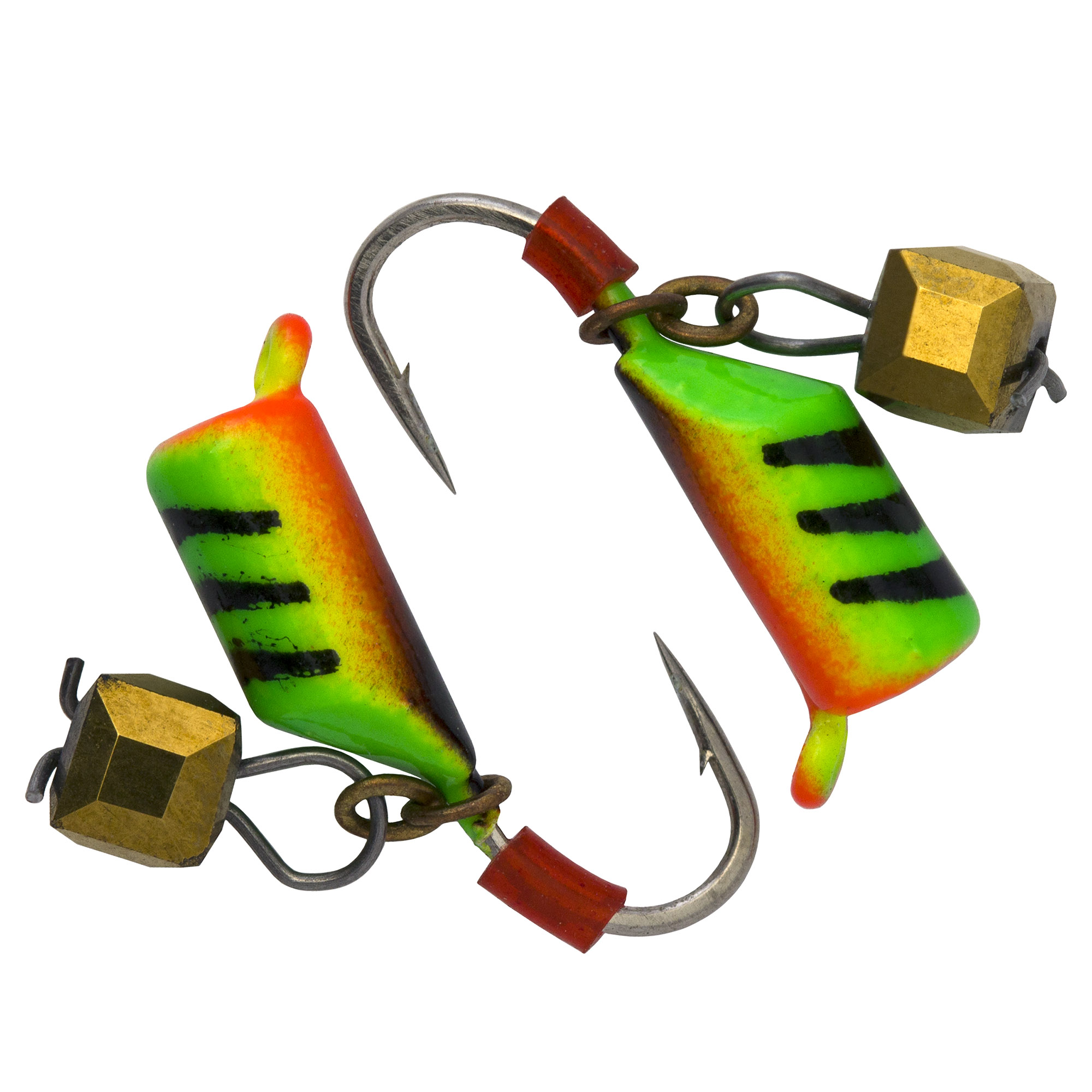 Безмотылка Столбик с подвес. куб. хамелеон d 3,0 мм, вес 0,75 гр, салатовый с полоск-красн /10 шт/