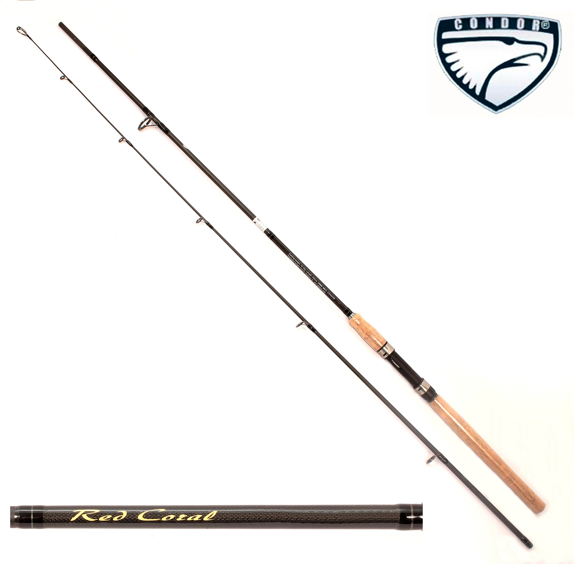 Спиннинг Condor "Red Coral Classic" длина 2,10 м, тест 3-18 гр, carbon IM7, штекер