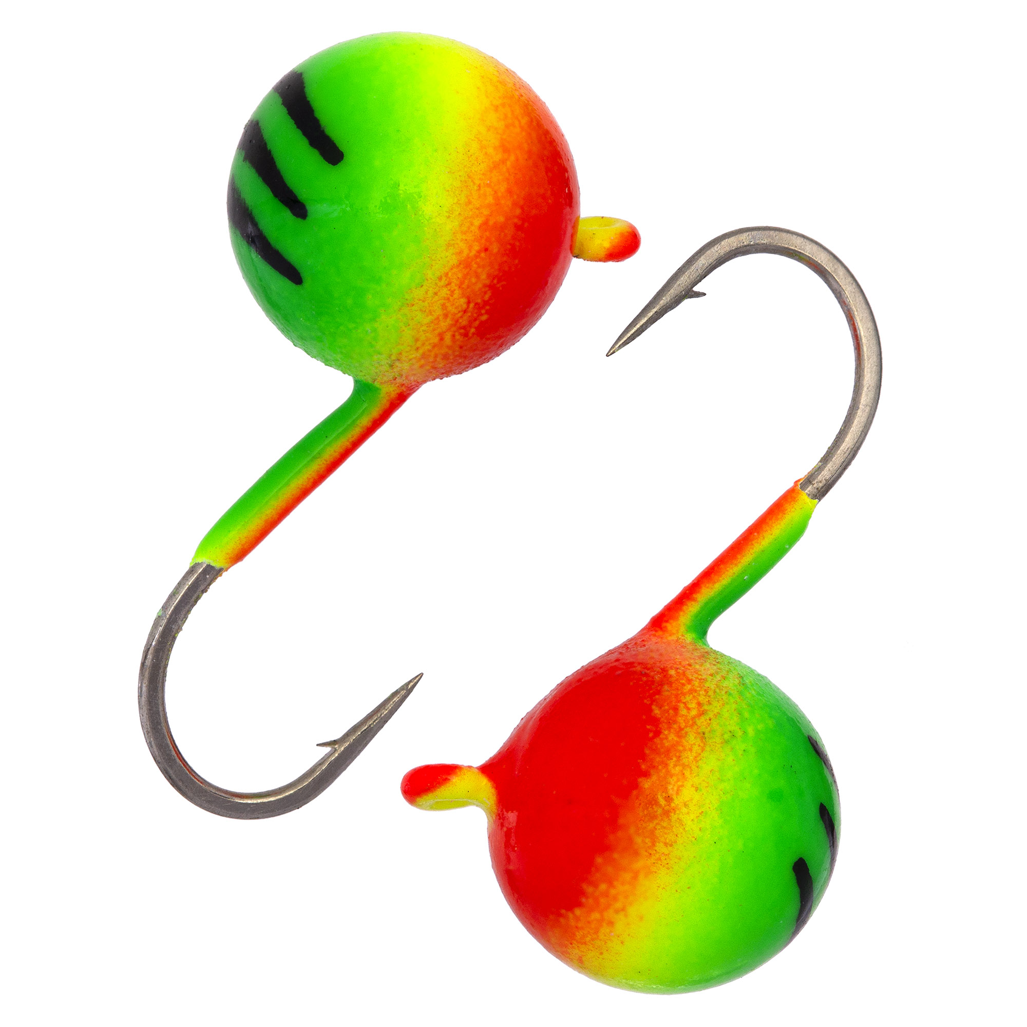 Дробинка с ушком d 5,0 мм, вес 1,5 гр, салатовая-красная с полосками /10 шт/