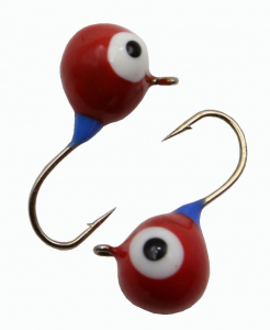 Дробинка с ушком d 7,0 мм, вес 3,2 гр, красная с белым-черным глазком /10 шт/