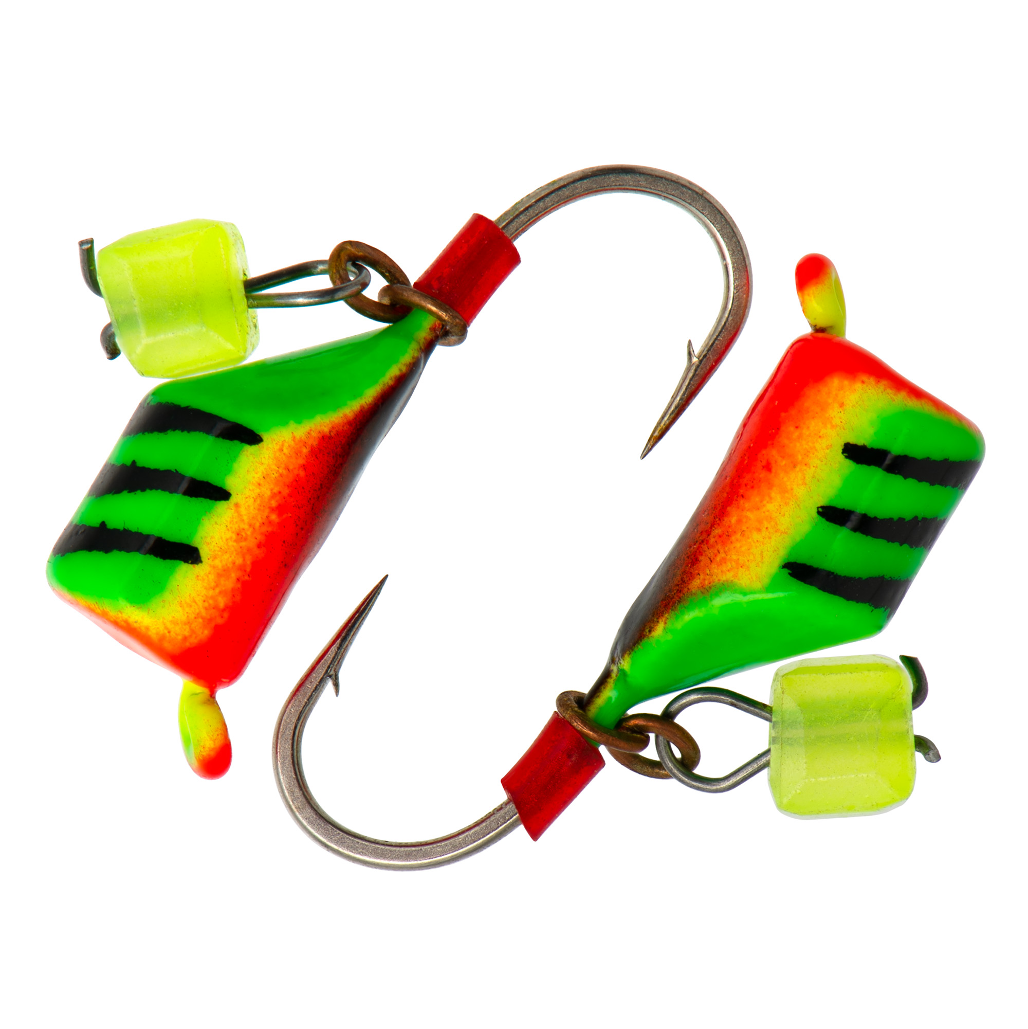 Безмотылка Столбик с сыр.куб. d 3,0 мм, вес 0,75 гр, салатовый с полосками-красн /10 шт/