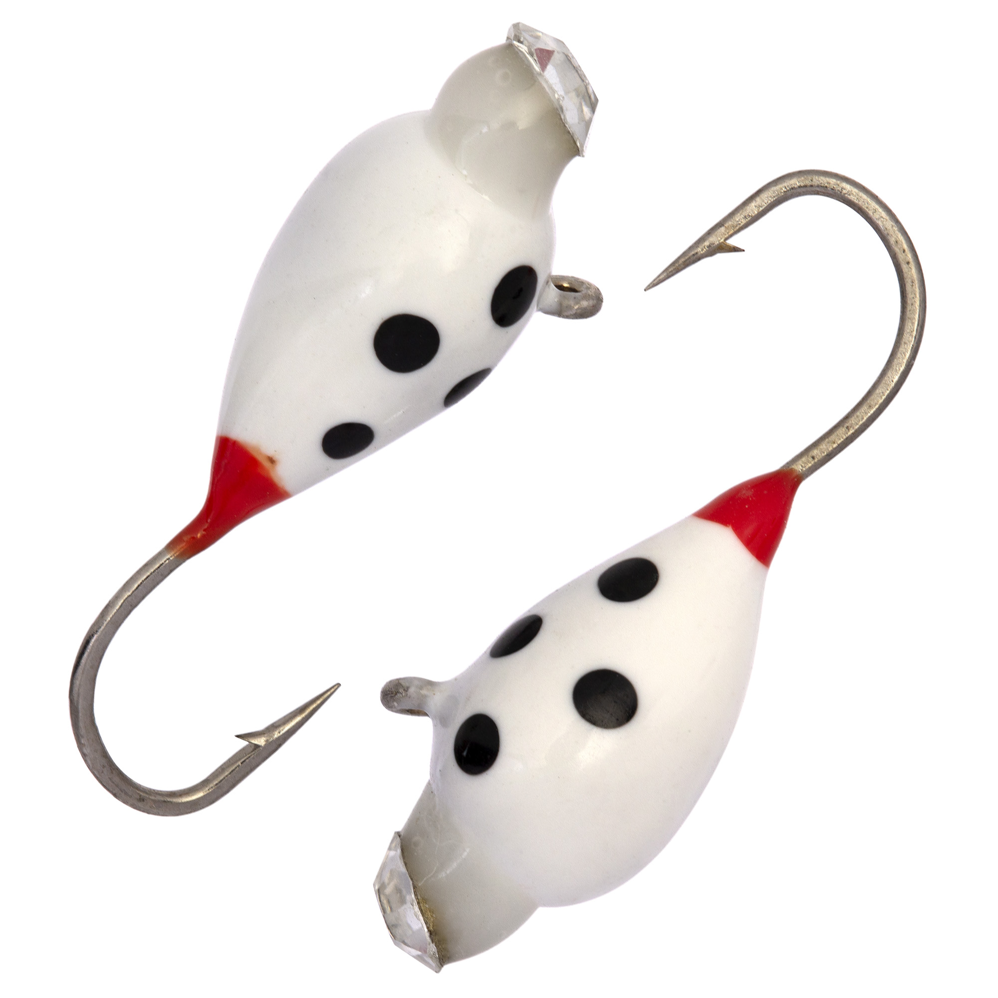 Капля с ушком d 3,0 мм, вес 0,5 гр, обмазка с камнем белая с точками /10 шт/