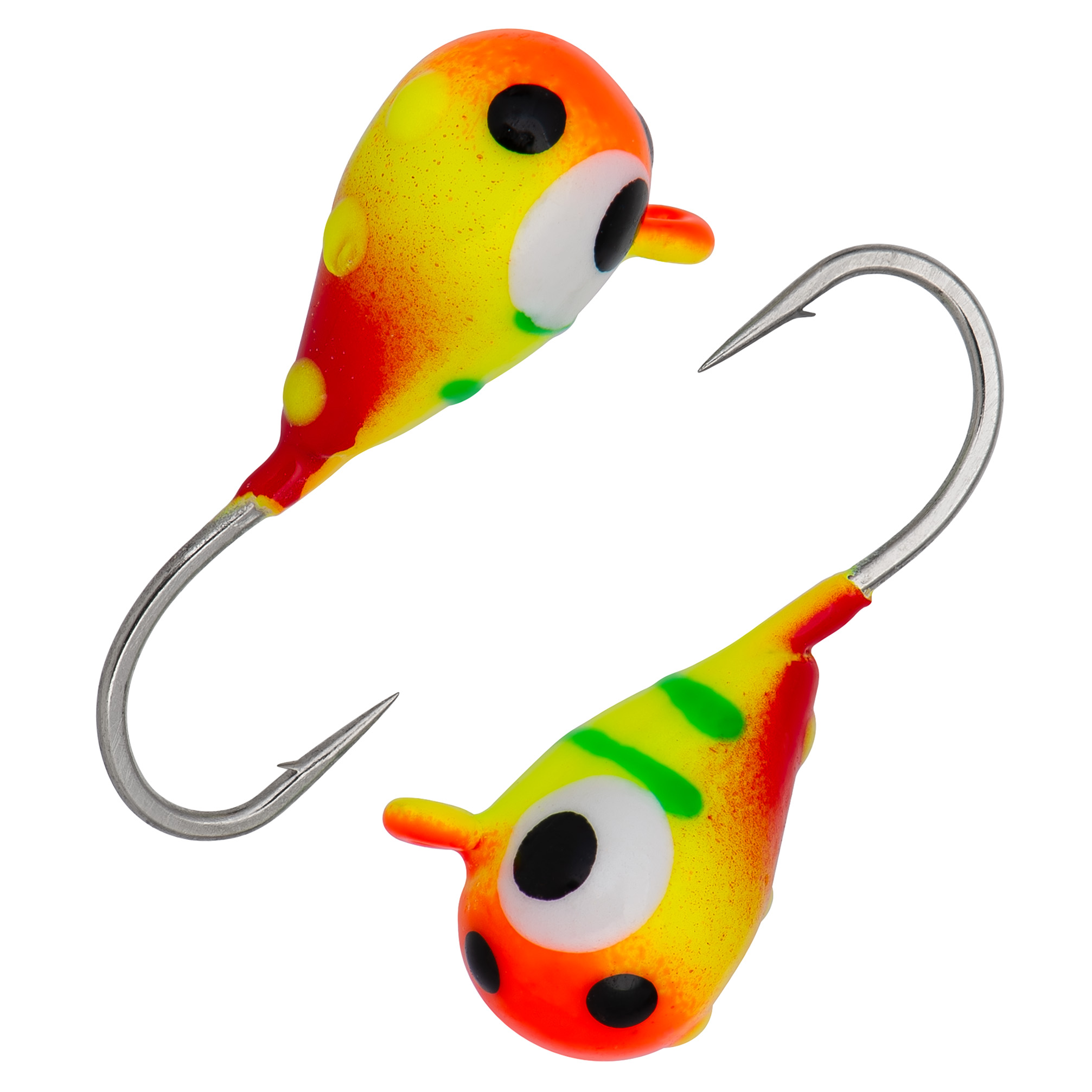 Капля с ушком d 3,0 мм, вес 0,44 гр, цвет малек желто оранжевый с зелен.полосками и черн.точ /10 шт/