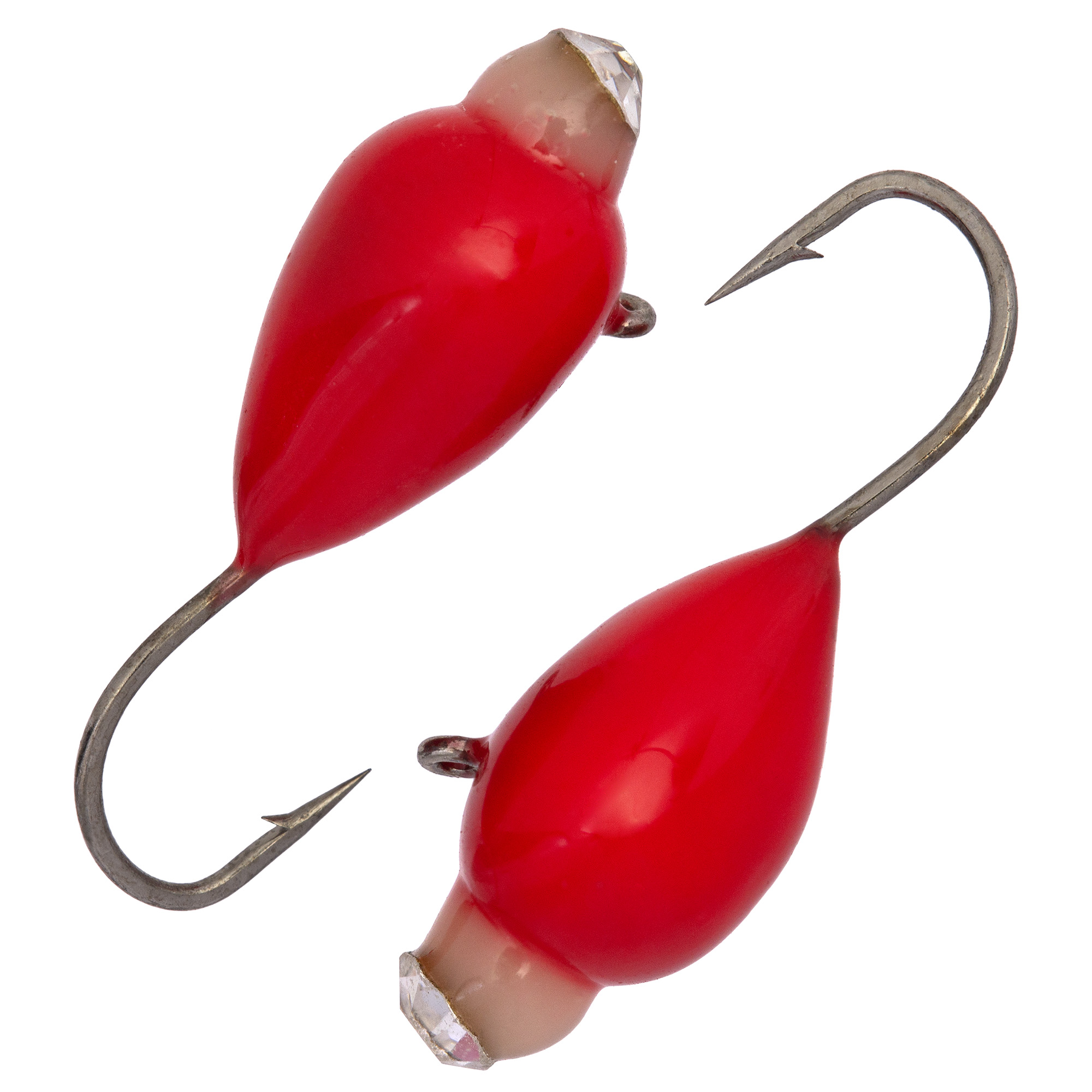 Капля с ушком d 5,0 мм, вес 1,8 гр, обмазка с камнем красная /10 шт/