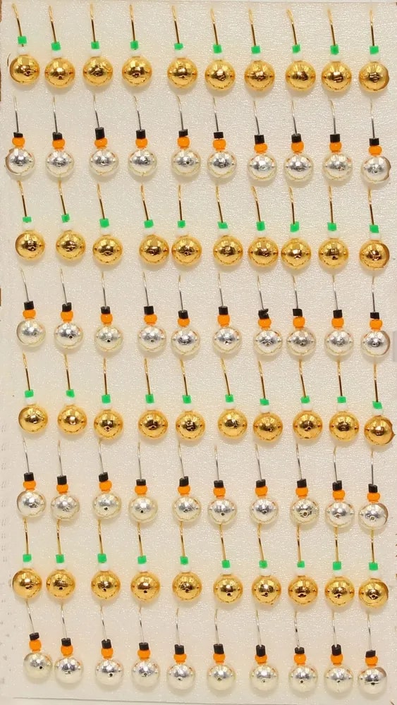 Мормышка литая с бисером "Шар ф5 (золото/серебро) 50 шт/упак