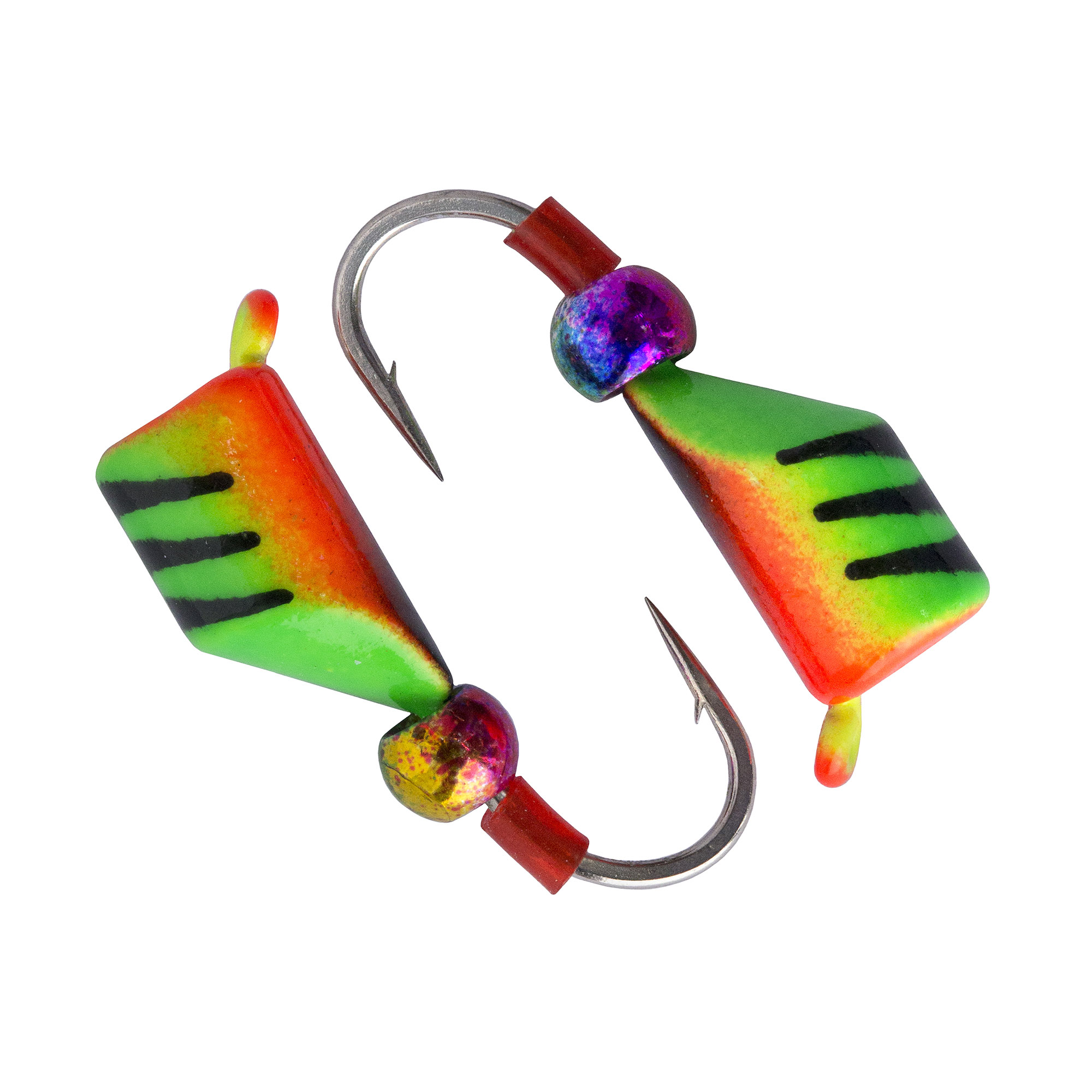 Безмотылка Столбик с подвес. куб. хамелеон d 4,0 мм, вес 1,32 гр, салатовый с полоск-красн /10 шт/