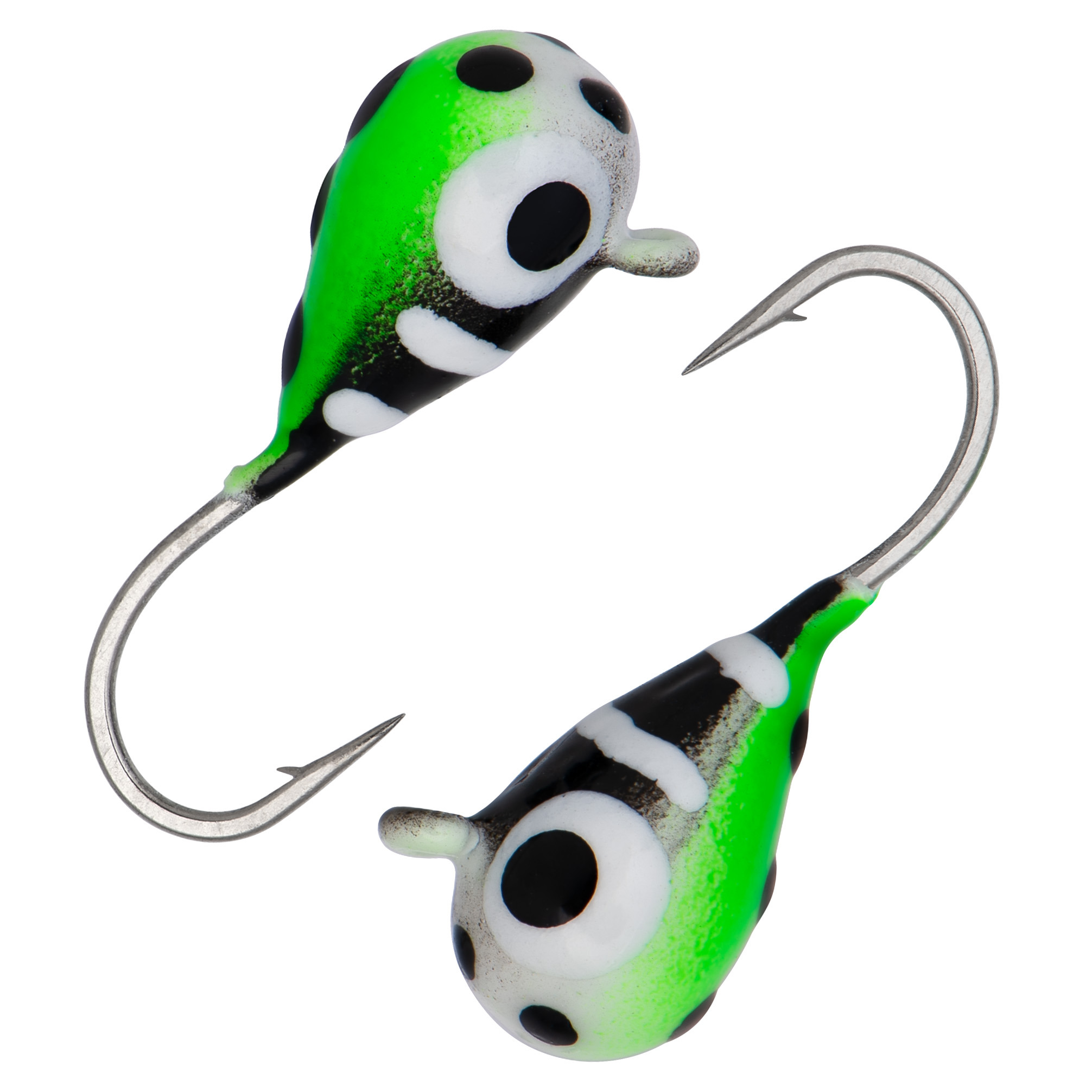 Капля с ушком d 5,0 мм, вес 1,84 гр, цвет малек черный с бел.полосами+зеленый с черн.точками /10 шт/