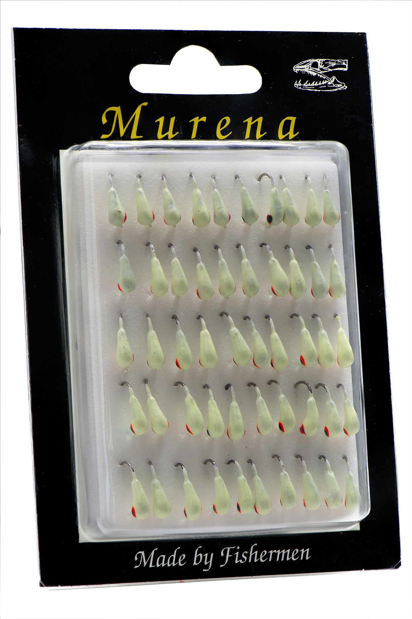 Мормышка особая  капля с отв. диам. 5/1 с фосфор. пяткой набор (уп.50шт)