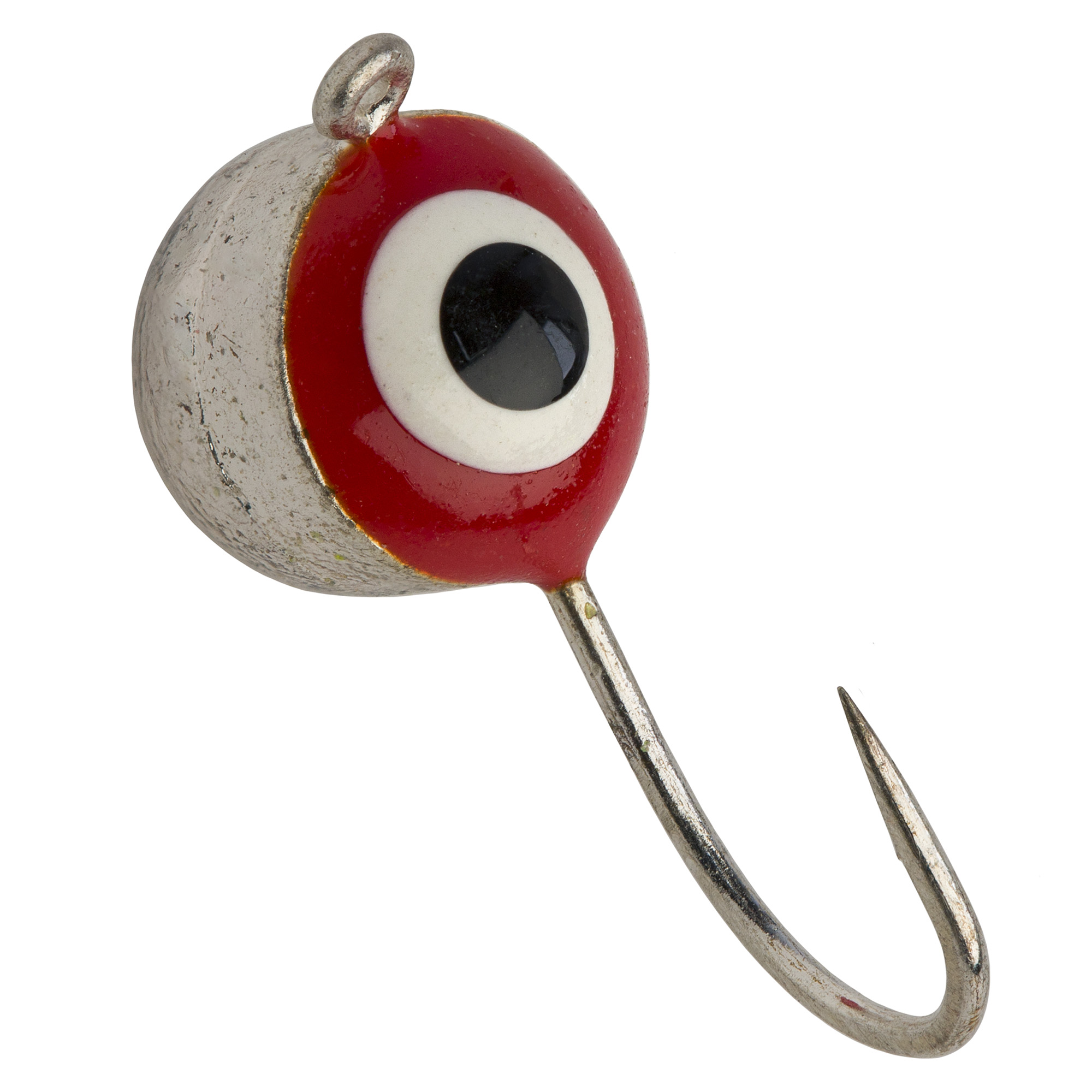 Полусфера с ушком d 6,0 мм, вес 1,85 гр, серебро красно-белый фосфорный глаз /10 шт/