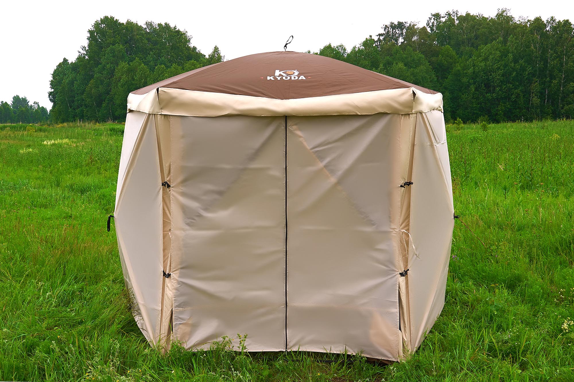 Шатер туристический KYODA 5 сторон, р.260*260*226см, плотн190Т, 210D, столб воды 3000мм, вес 7,9кг Шатер туристический KYODA 5 сторон, р.260*260*226см, плотн190Т, 210D, столб воды 3000мм, вес 7,9кг