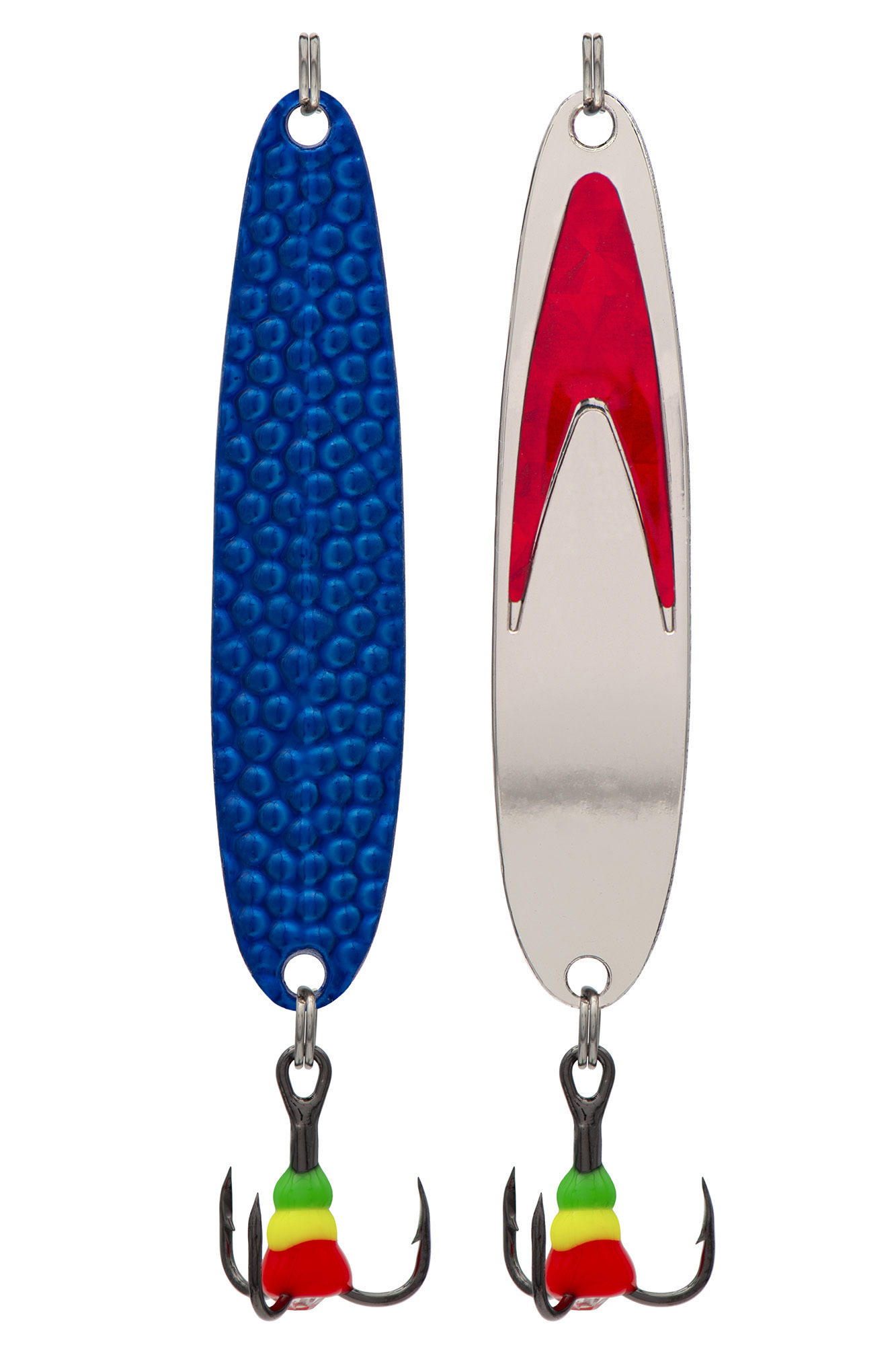 Блесна зимняя 5813, вес 10,0 гр, длина 60 мм, цвет серебро красный галстук/прыщ синий RB