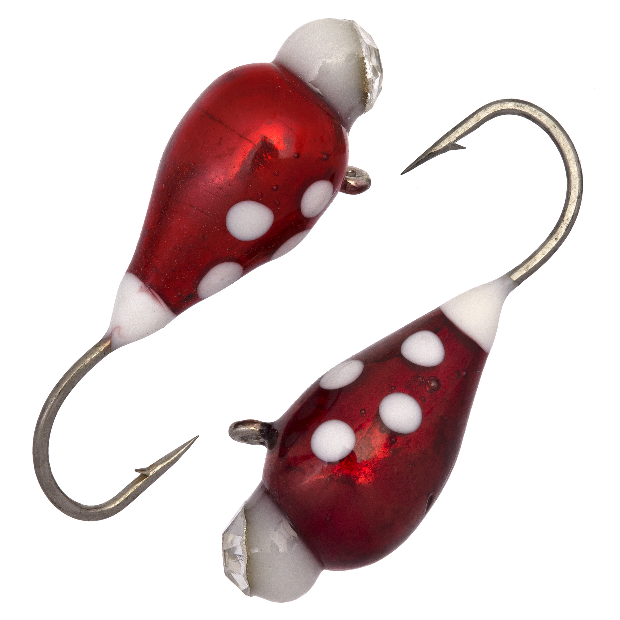 Капля с ушком d 4,0 мм, вес 1,1 гр, обмазка с камнем вишня с точками /10 шт/