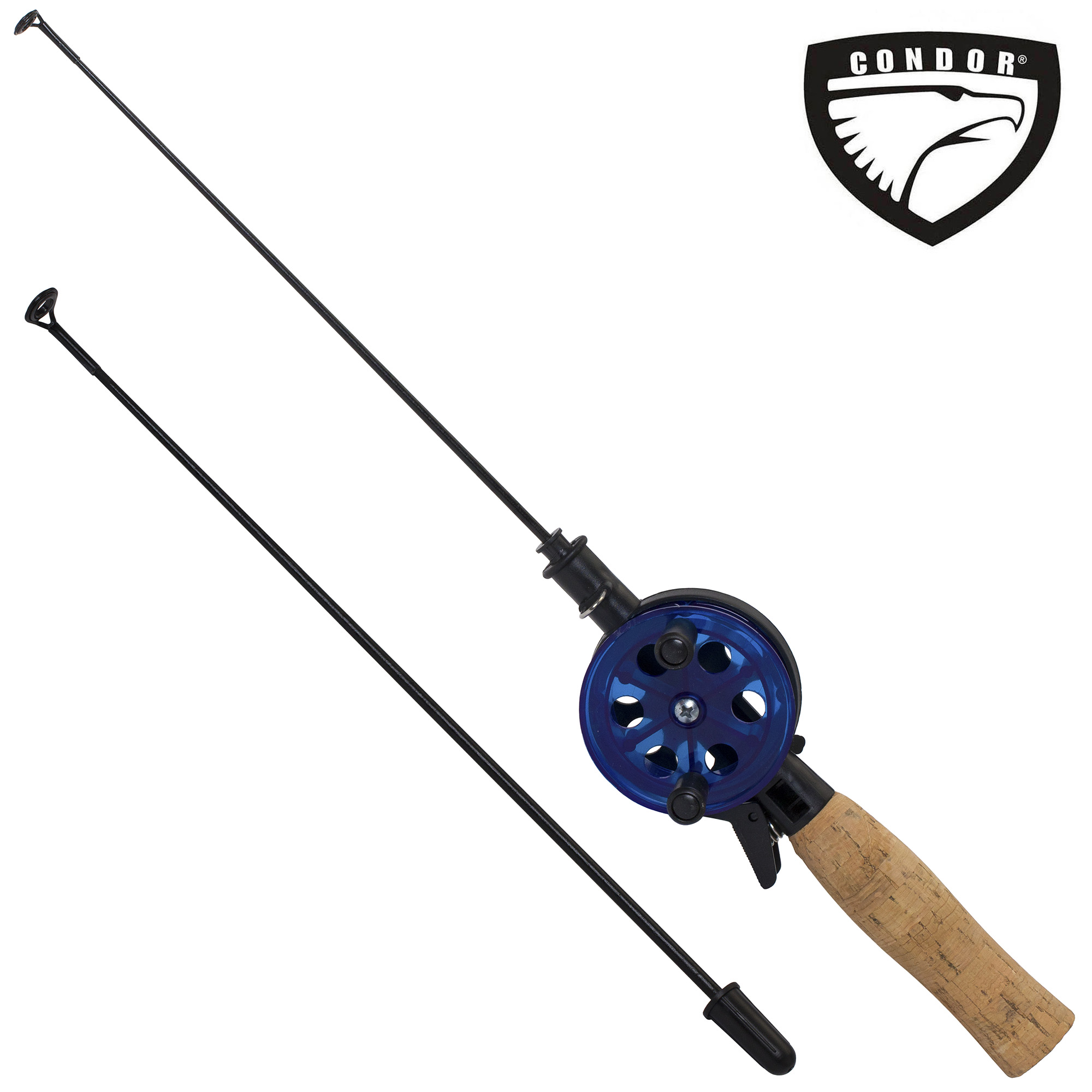 Удочка зимняя "CONDOR"  YL-202A, средняя катушка, пробковая ручка, тонкий шестик