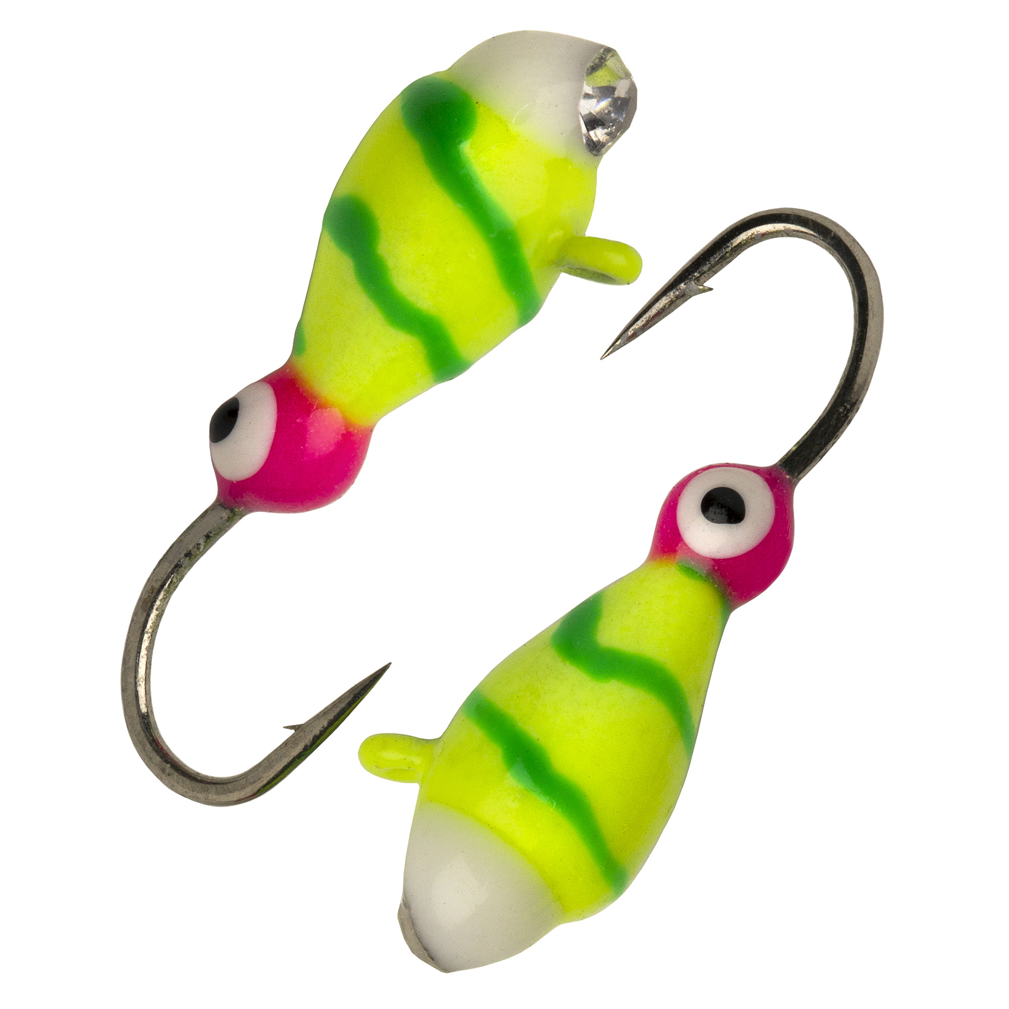 Капля с ушком d 5.0 мм, вес 1,8 гр, обмазка с камнем жучок лимонная с зелеными полосками /10 шт/