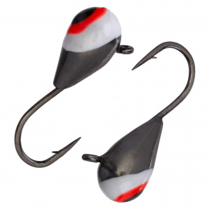 Капля с ушком d 5,0 мм, вес 1.8 гр, черный никель с бело-черно-красным глазком /10 шт/