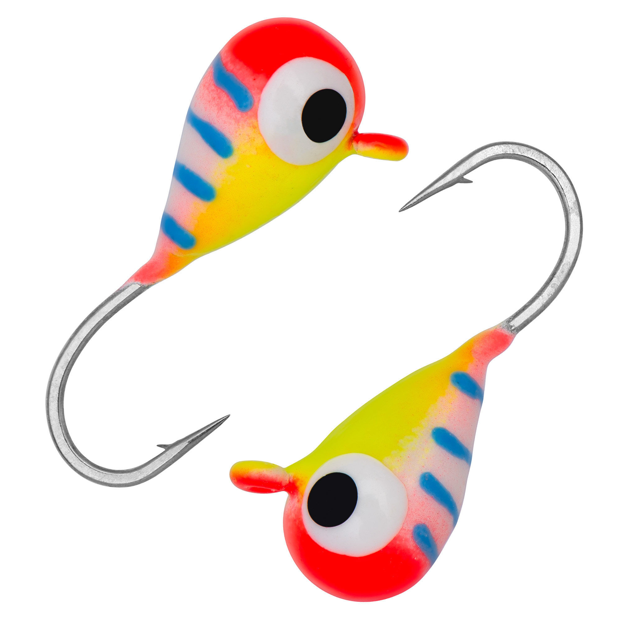 Капля с ушком d 5,0 мм, вес 1,84 гр, цвет малек красно-бело-желтый с синими полосками /10 шт/