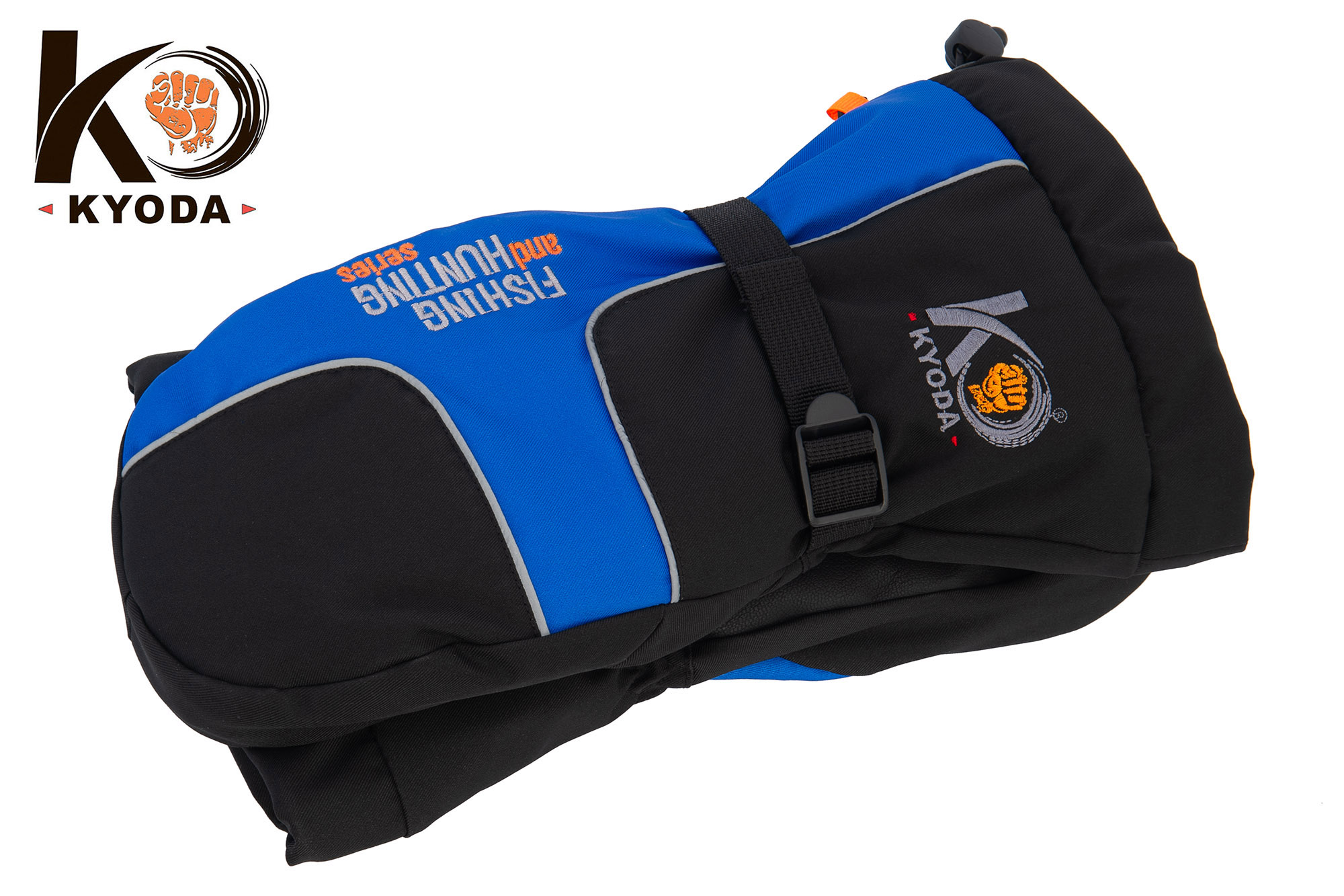 Рукавицы KYODA, мод. K-166, фольга изнутри, цвет чёрный/светло-синий, размер XXL