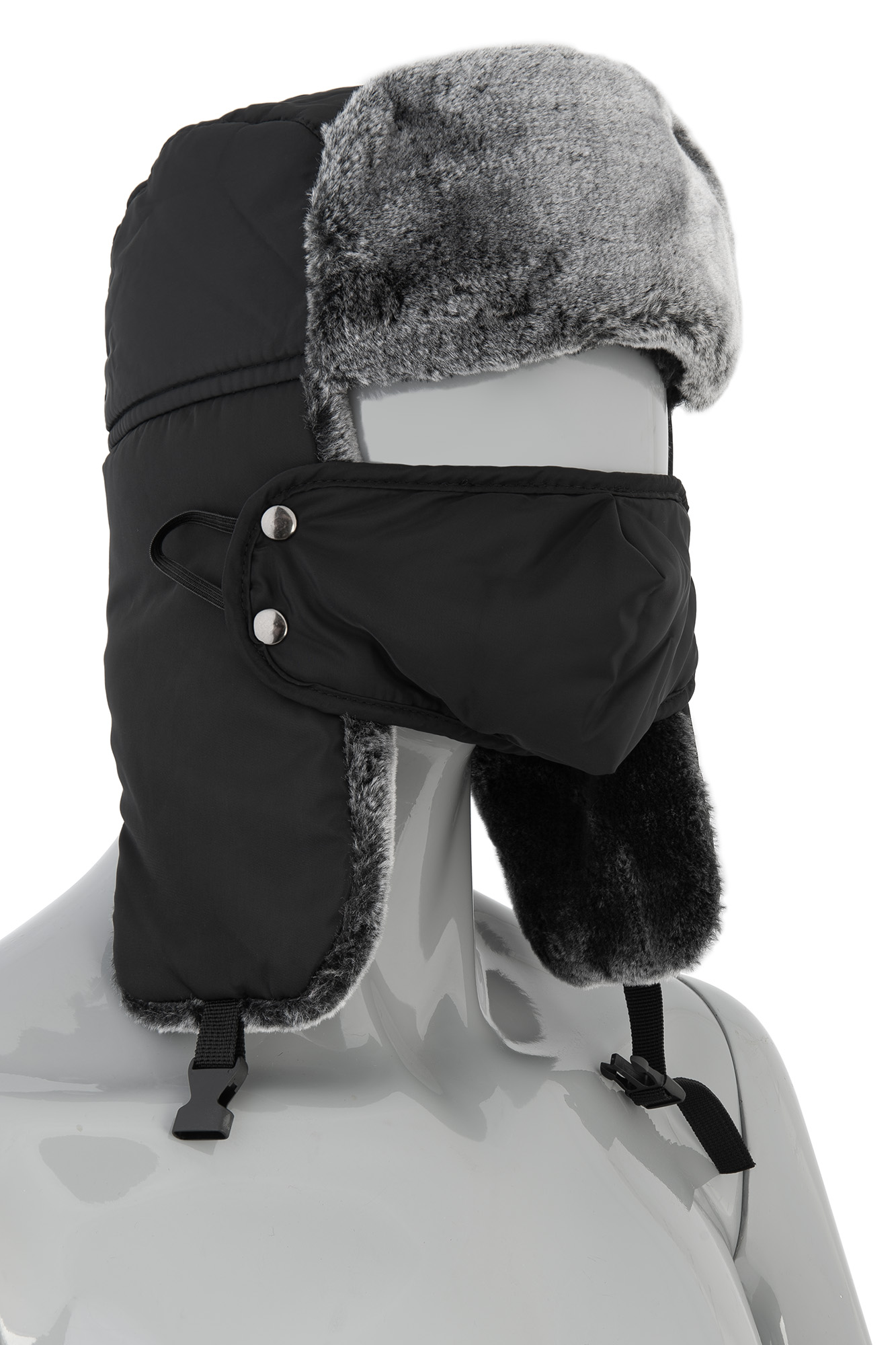 Шапка зимняя с маской, цвет чёрный