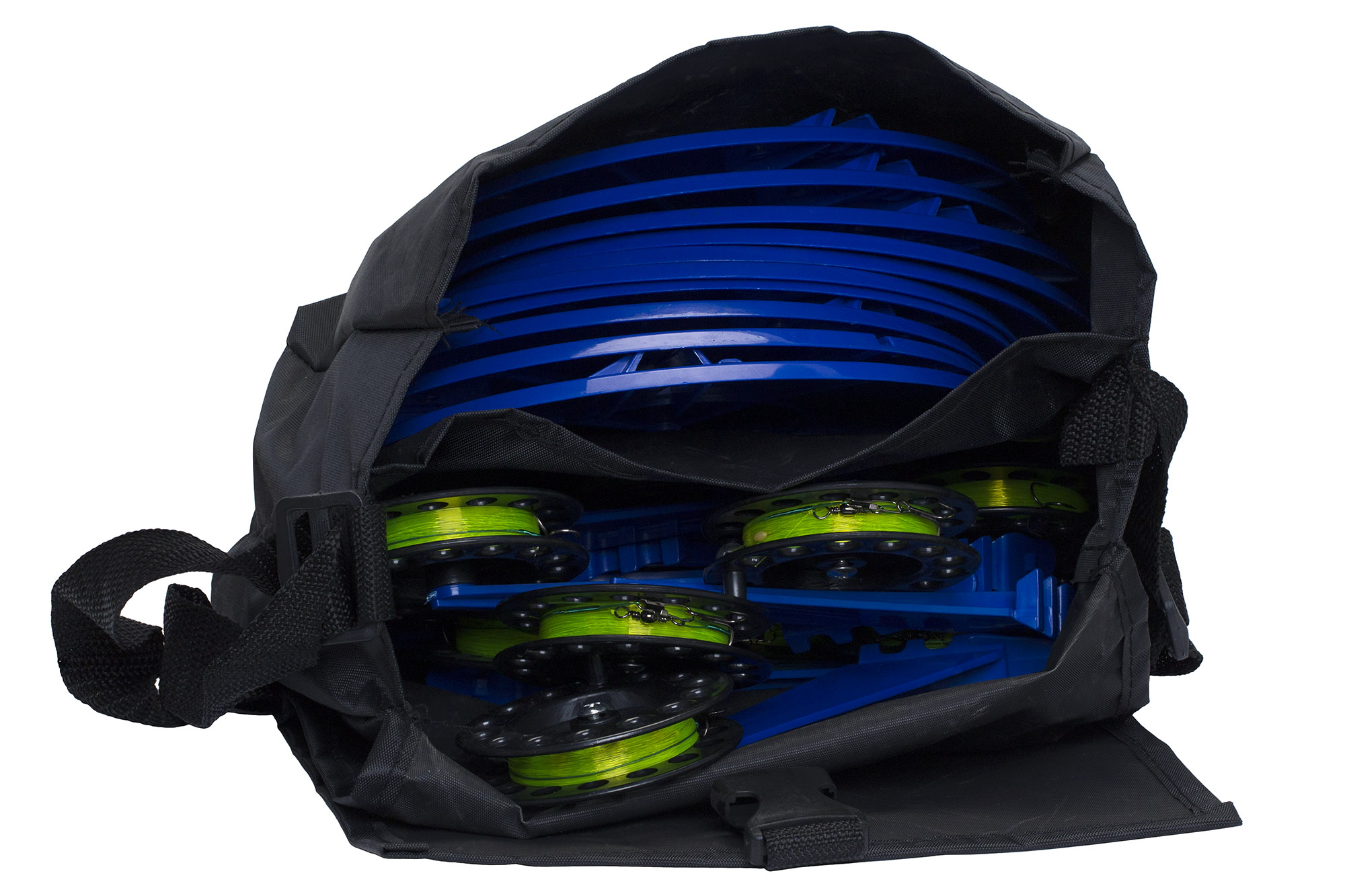 Жерлица с катушкой оснащенная в сумке (цвет в ассортименте) /10 шт/ Жерлица с катушкой оснащенная в сумке (цвет в ассортименте) /10 шт/