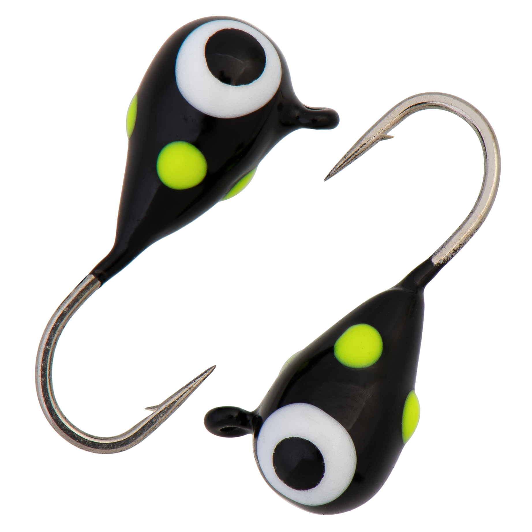 Капля с ушком d 4,0 мм, вес 1,1 гр, обмазка малек, черная с желтыми точками /10 шт/