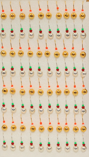 Мормышка литая с бисером "Шар ф3 (золото/серебро) 25/25", 50 шт/упак