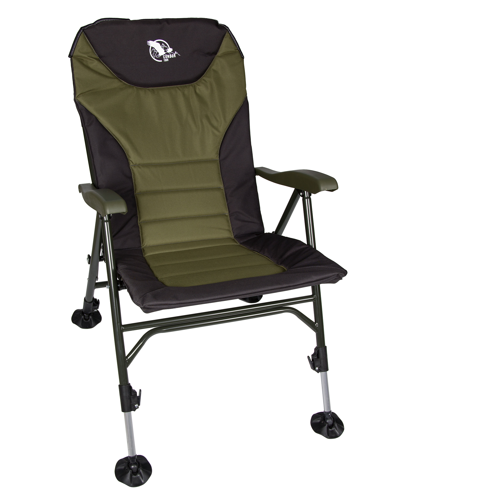 Кресло раскладное с откидной спинкой"Condor" 56х46х40/104 хаки/черное, подставка для ног Кресло раскладное с откидной спинкой"Condor" 56х46х40/104 хаки/черное, подставка для ног