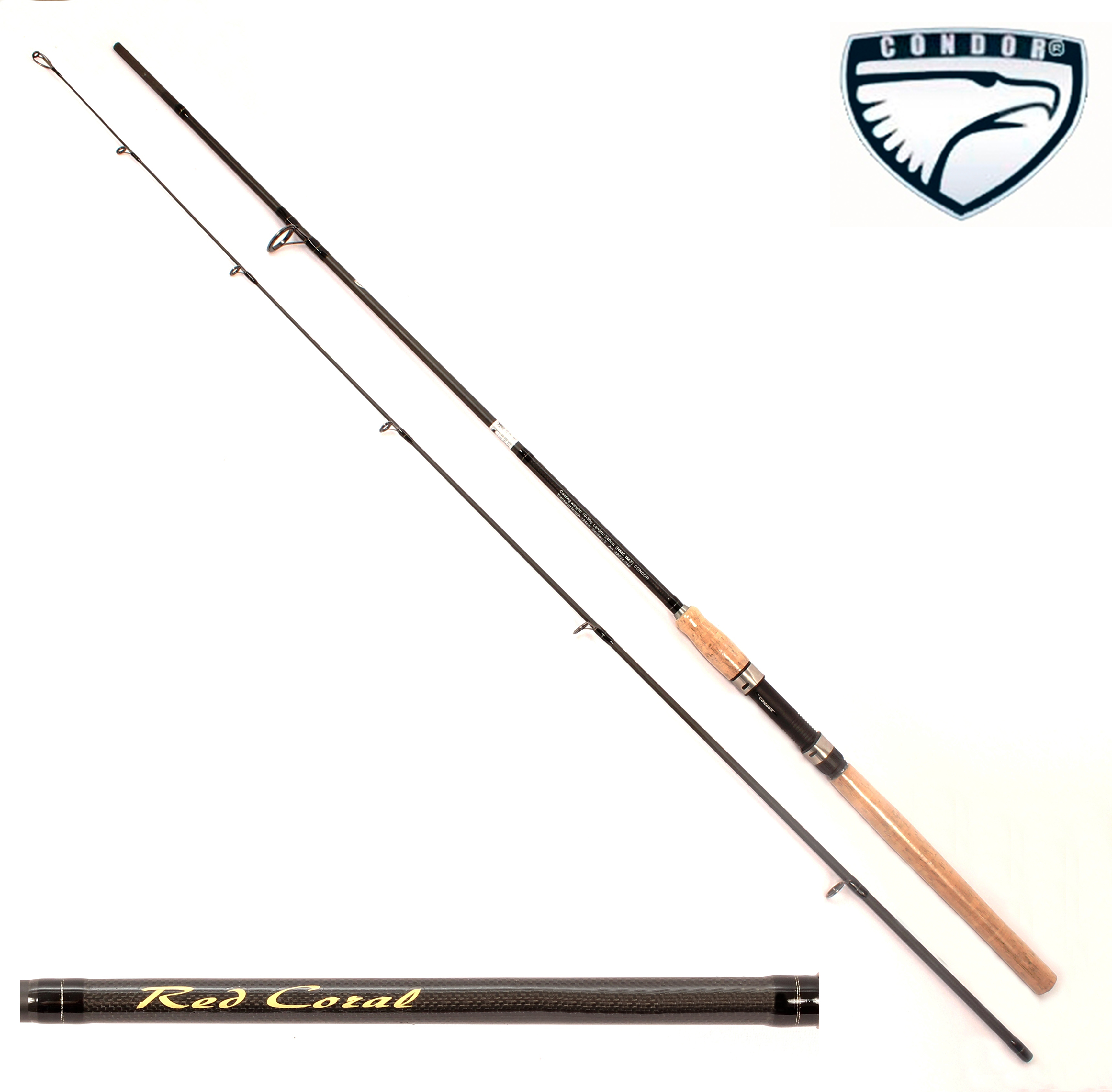 Спиннинг Condor "Red Coral Classic" длина 2,40 м, тест 3-18 гр, carbon IM7, штекер